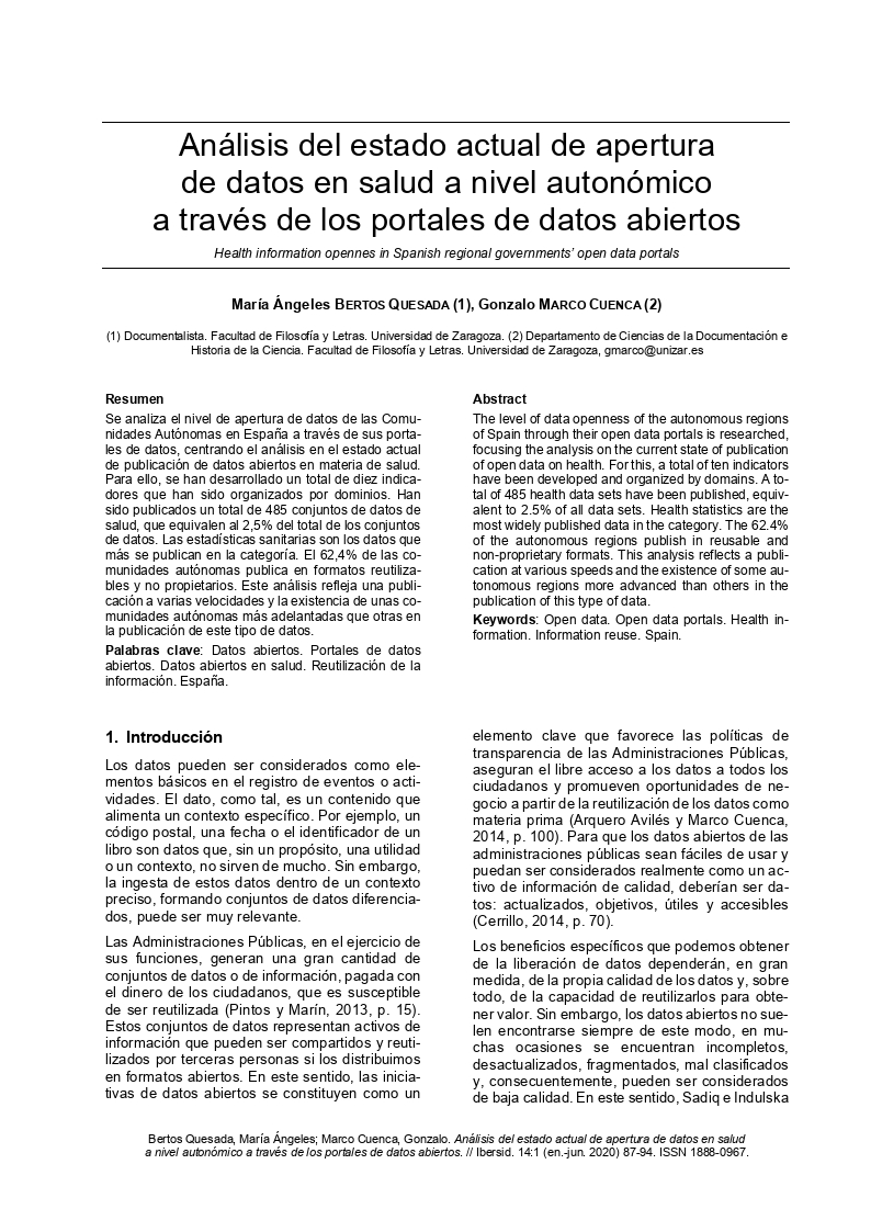 Análisis del estado actual de apertura de datos en salud a nivel autonómico a través de los portales de datos abiertos