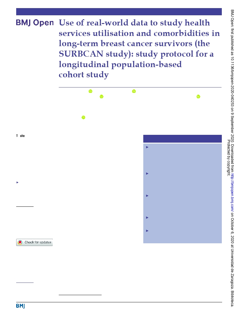 Use of real-world data to study health services utilisation and comorbidities in long-term breast cancer survivors (the SURBCAN study): study protocol for a longitudinal population-based cohort study