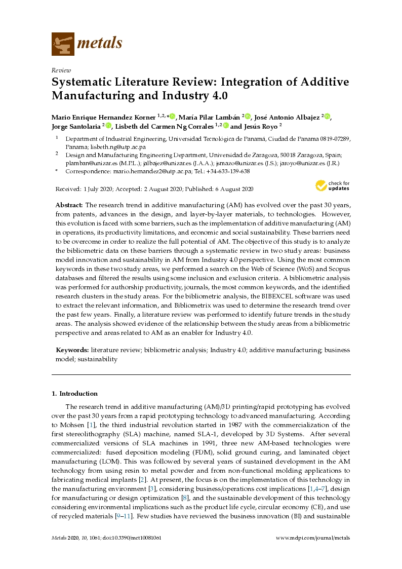 Systematic literature review: Integration of additive manufacturing and industry 4.0