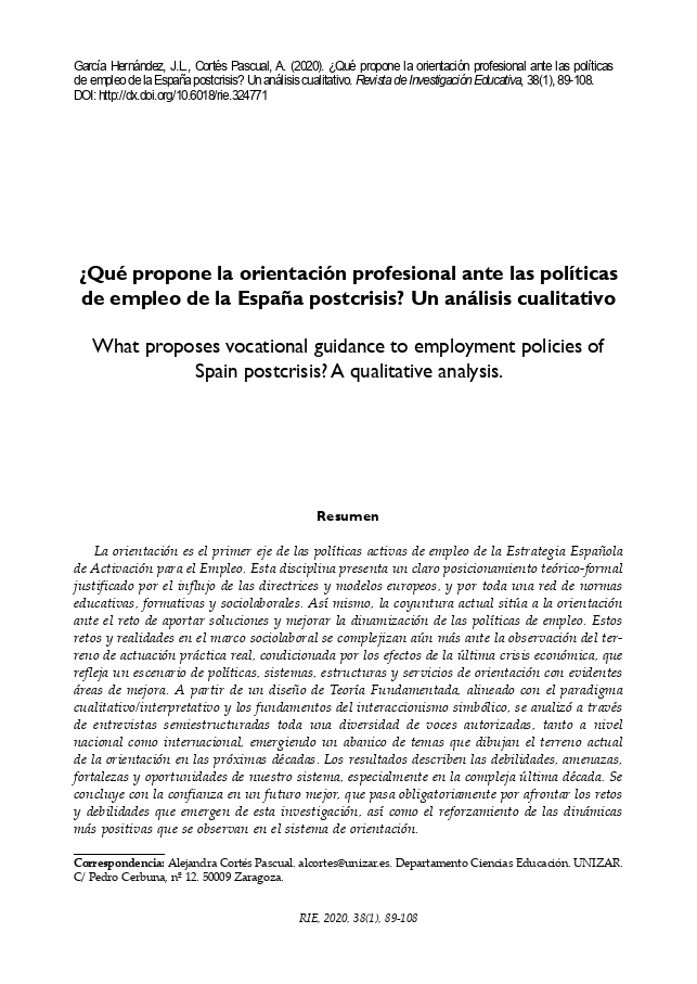 ¿Qué propone la orientación profesional ante las políticas de empleo de la España postcrisis? Un análisis cualitativo