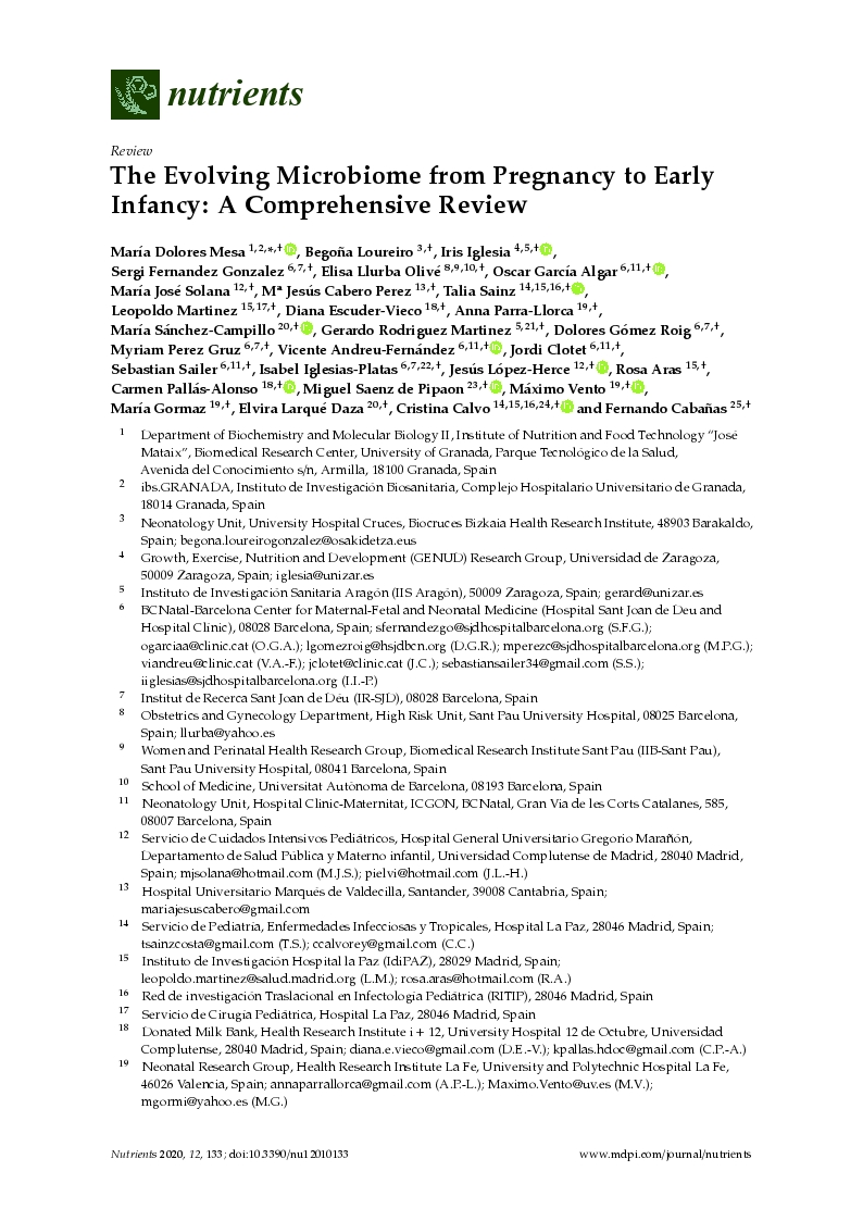 The evolving microbiome from pregnancy to early infancy: A comprehensive review