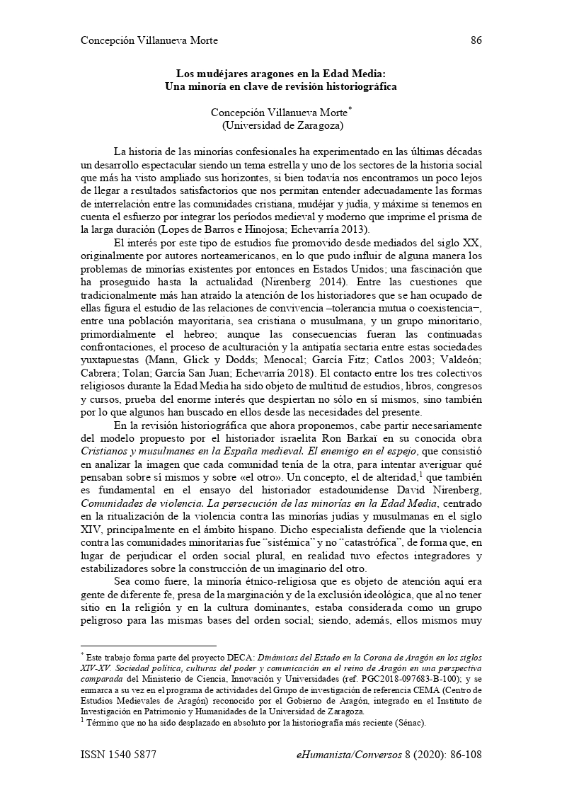 Los mudéjares aragoneses en la Edad Media: Una minoría en clave de revisión historiográfica