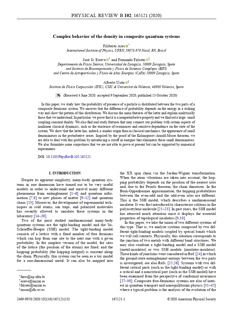 Complex behavior of the density in composite quantum systems