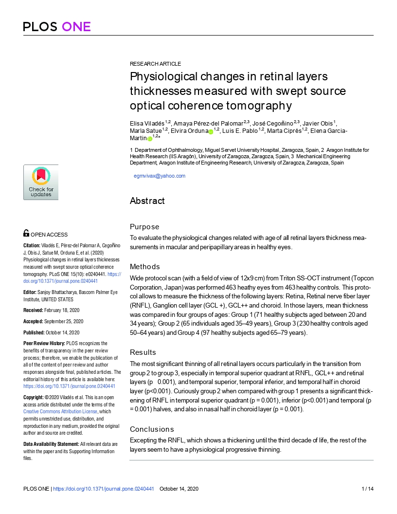 Physiological changes in retinal layers thicknesses measured with swept source optical coherence tomography