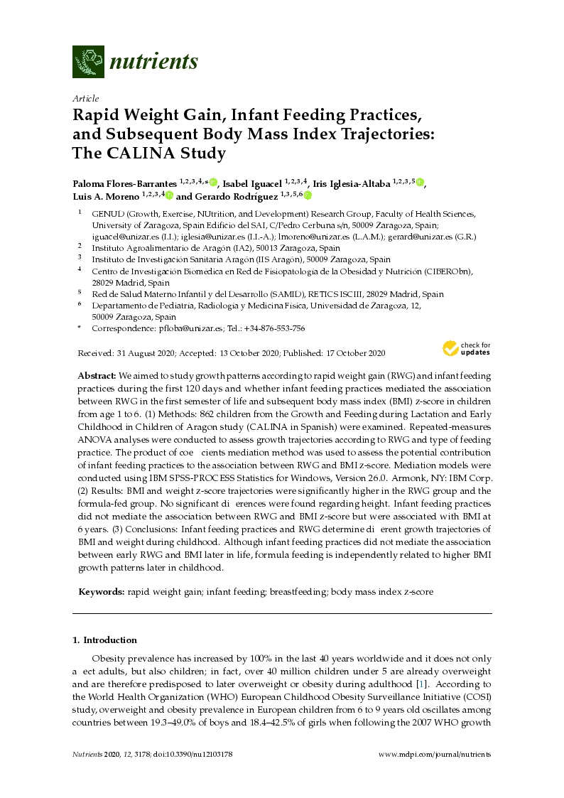 Rapid weight gain, infant feeding practices, and subsequent body mass index trajectories: The calina study