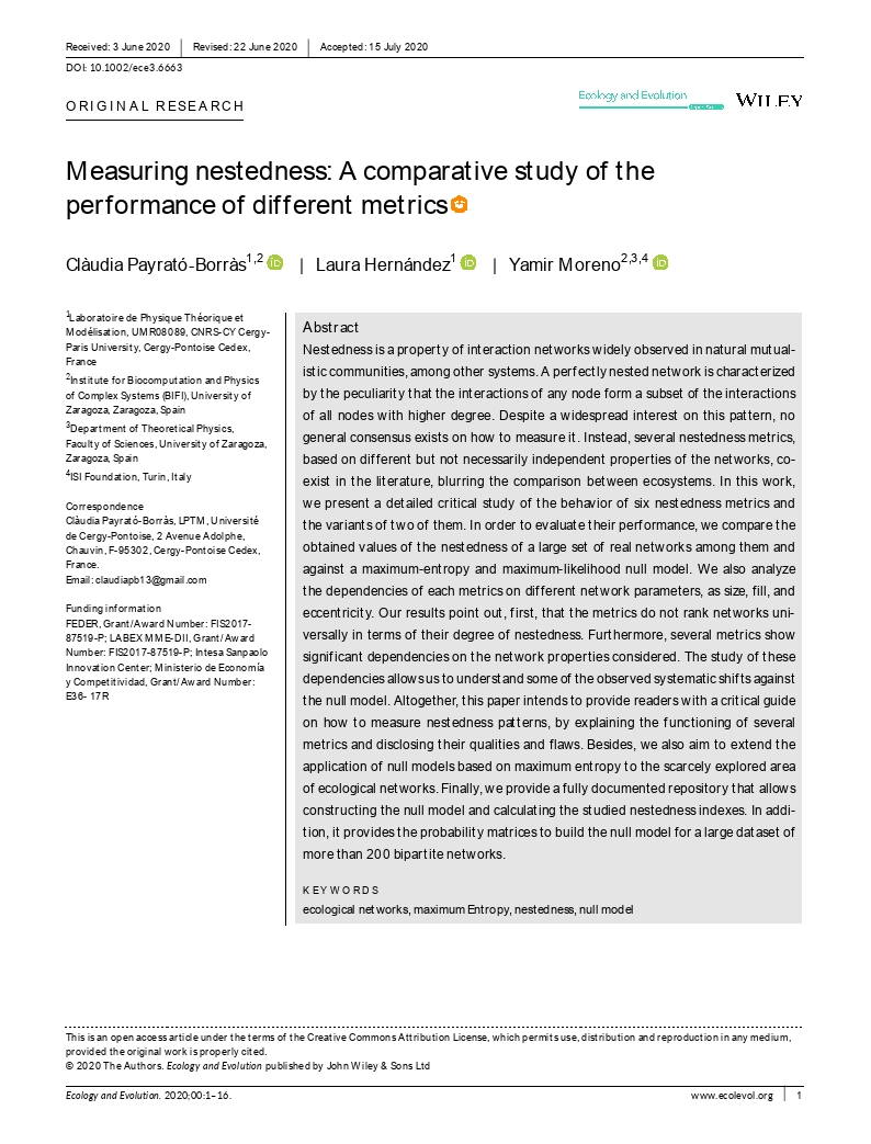Measuring nestedness: A comparative study of the performance of different metrics