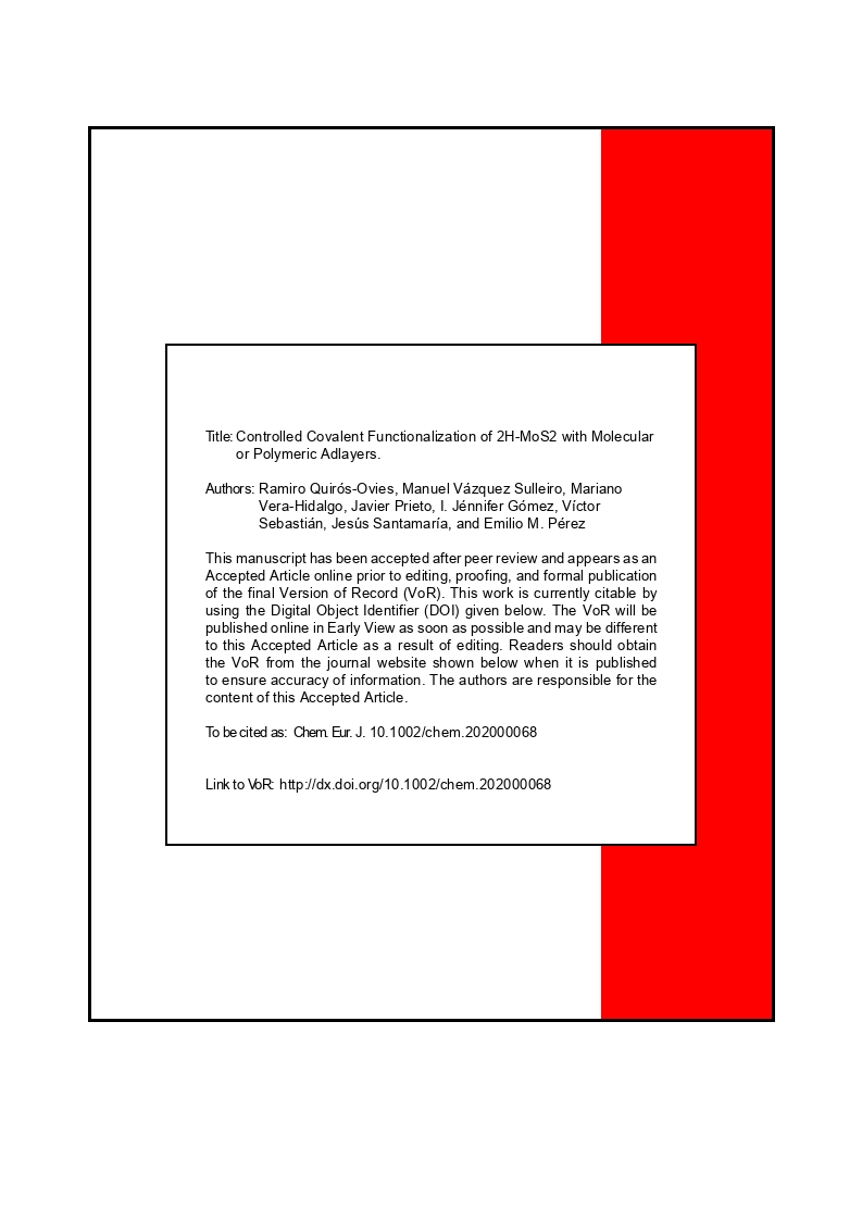 Controlled Covalent Functionalization of 2 H-MoS2 with Molecular or Polymeric Adlayers