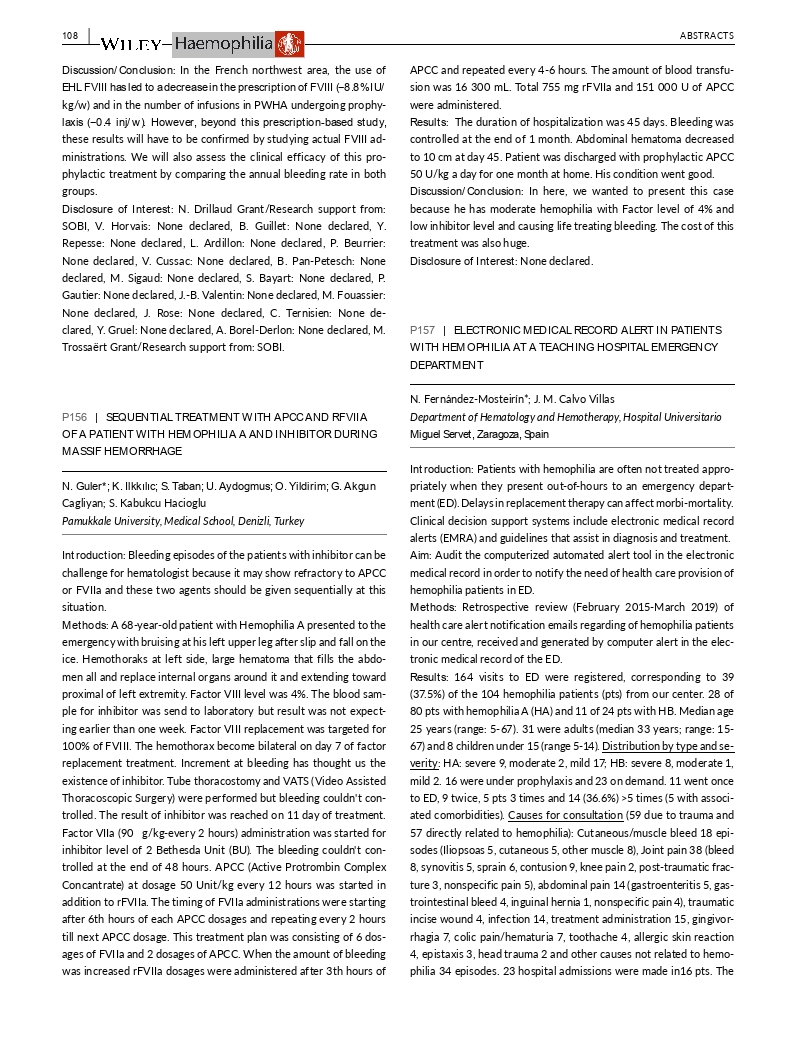 Electronic medical record alert in patients with hemophilia at a teaching hospital emergency department