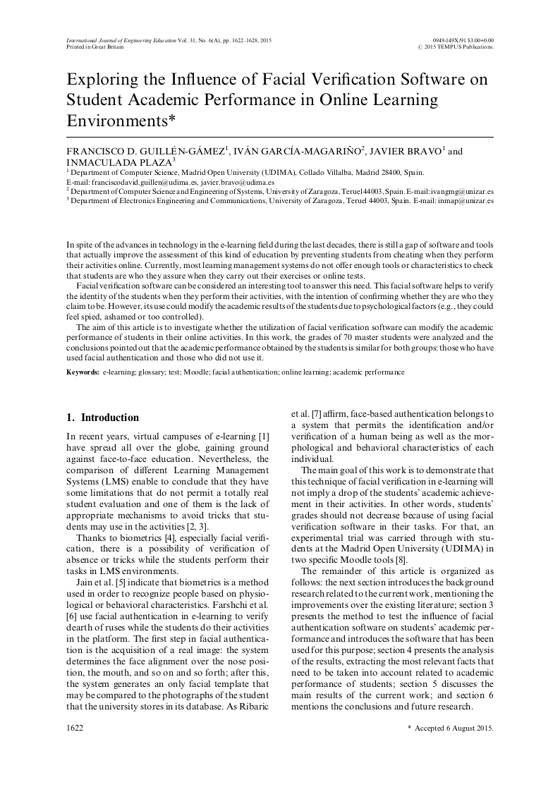 Exploring the influence of facial verification software on student academic performance in online learning environments