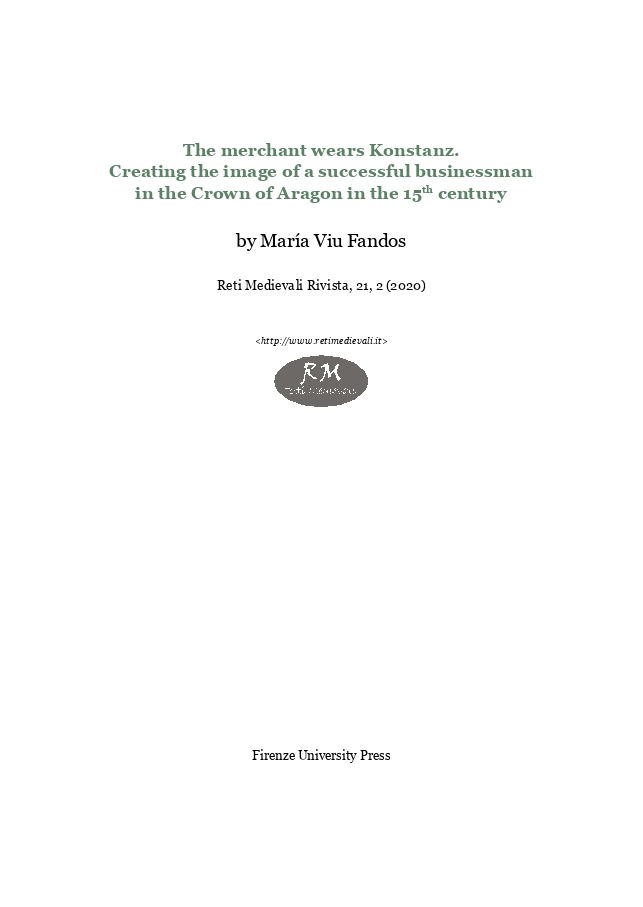 The merchant wears Konstanz. Creating the image of a successful businessman in the Crown of Aragon in the 15th century