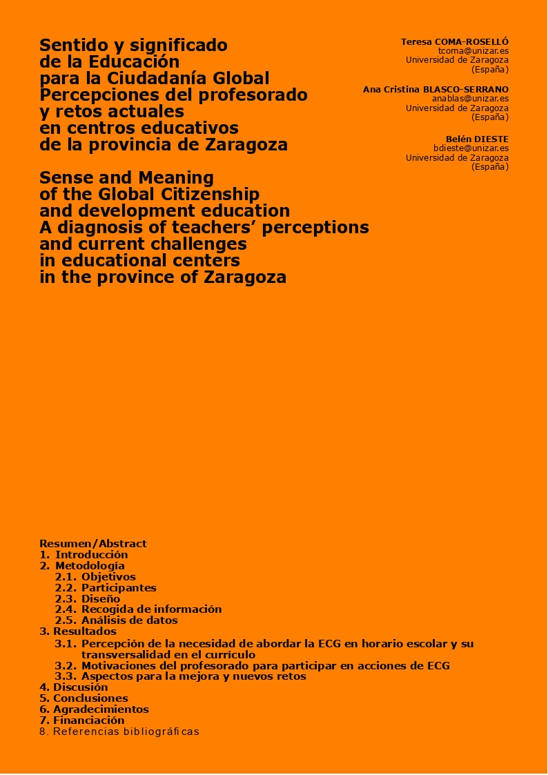 Sentido y significado de la Educación para la Ciudadanía Global Percepciones del profesorado y retos actuales en centros educativos de la provincia de Zaragoza