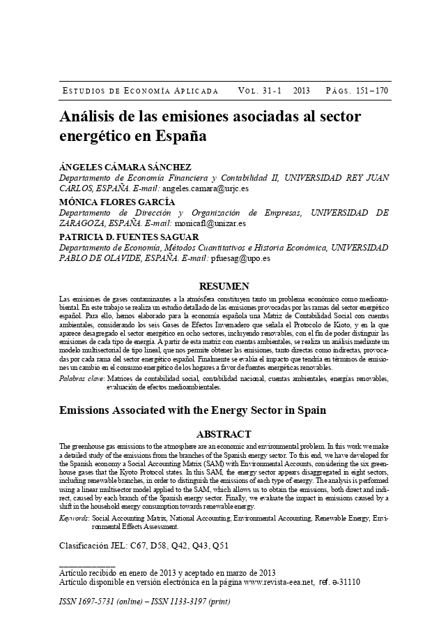 Análisis de las emisiones asociadas al sector energético en España