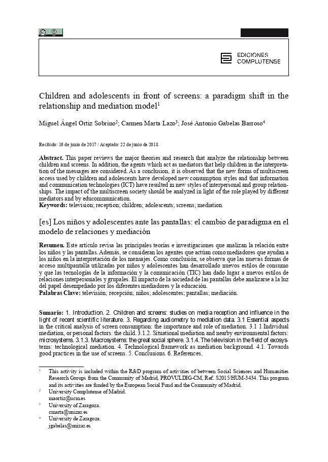 Children and adolescents in front of screens: a paradigm shift in the relationship and mediation model