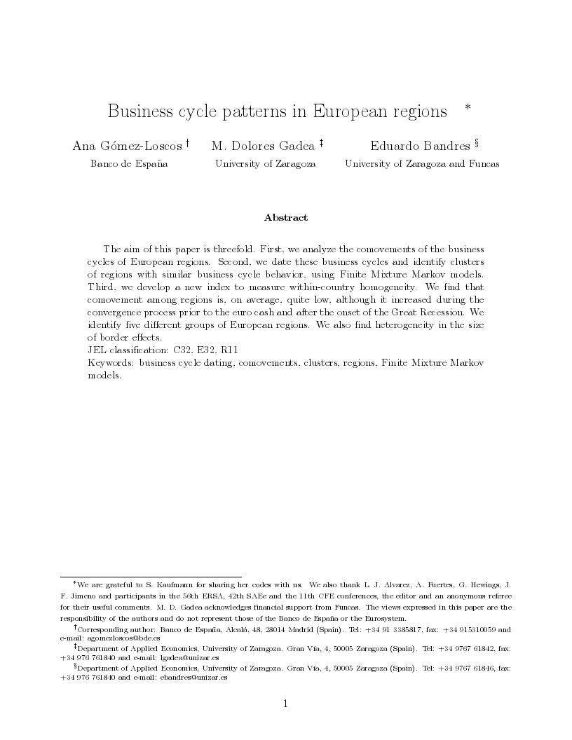 Business cycle patterns in European regions