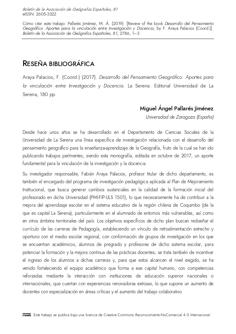 Reseña: Desarrollo del Pensamiento Geográfico. Aportes para la vinculación entre Investigación y Docencia