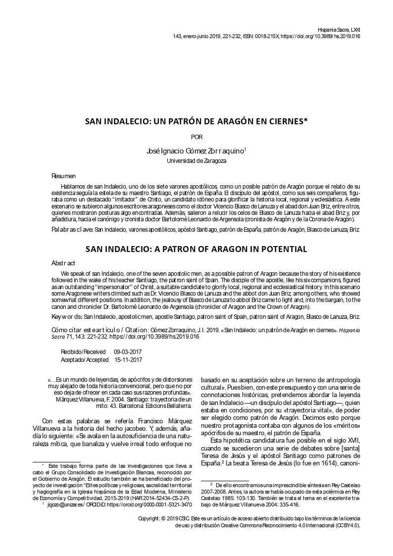 San Indalecio: un patrón de Aragón en ciernes