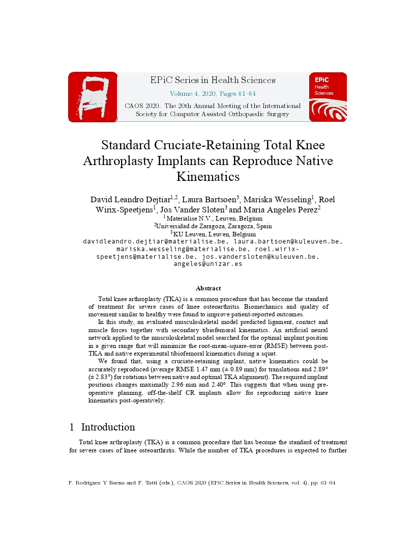 Standard Cruciate-Retaining Total Knee Arthroplasty Implants can Reproduce Native Kinematics