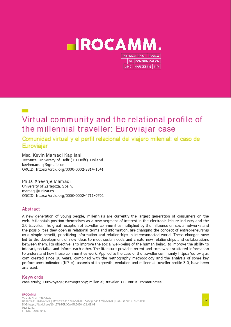 Virtual community and the relational profile of the millennial traveller Euroviajar case