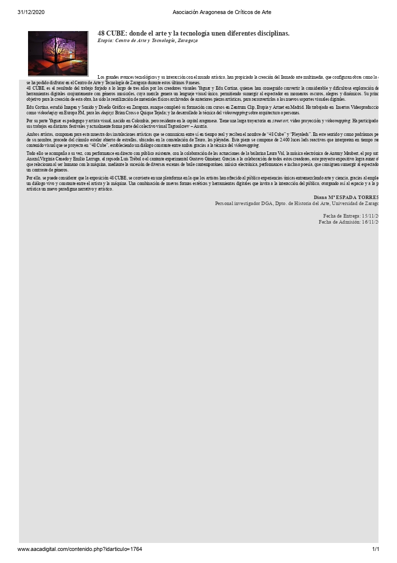 48 cube: donde el arte y la tecnología unen diferentes disciplinas