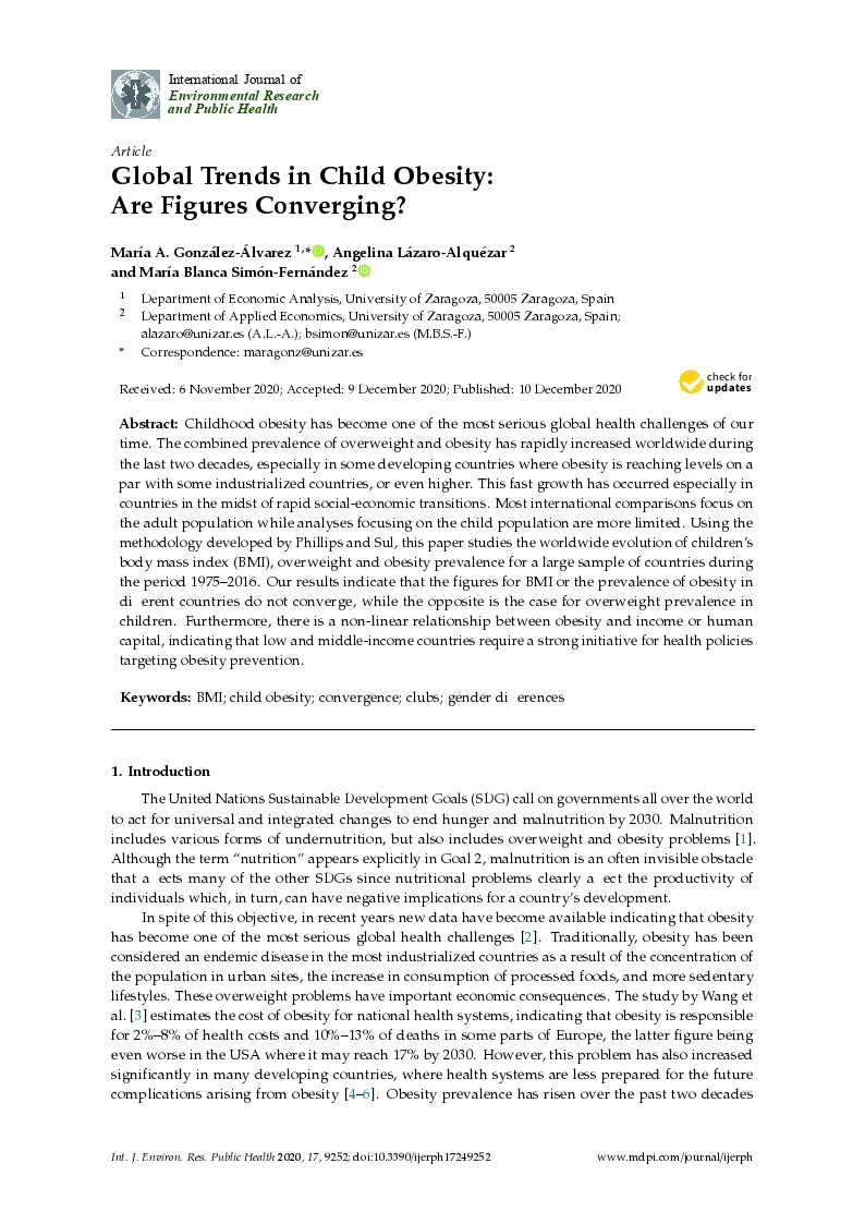 Global trends in child obesity: Are figures converging?