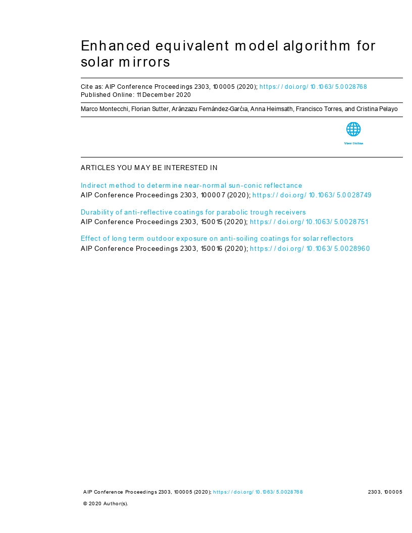 Enhanced equivalent model algorithm for solar mirrors