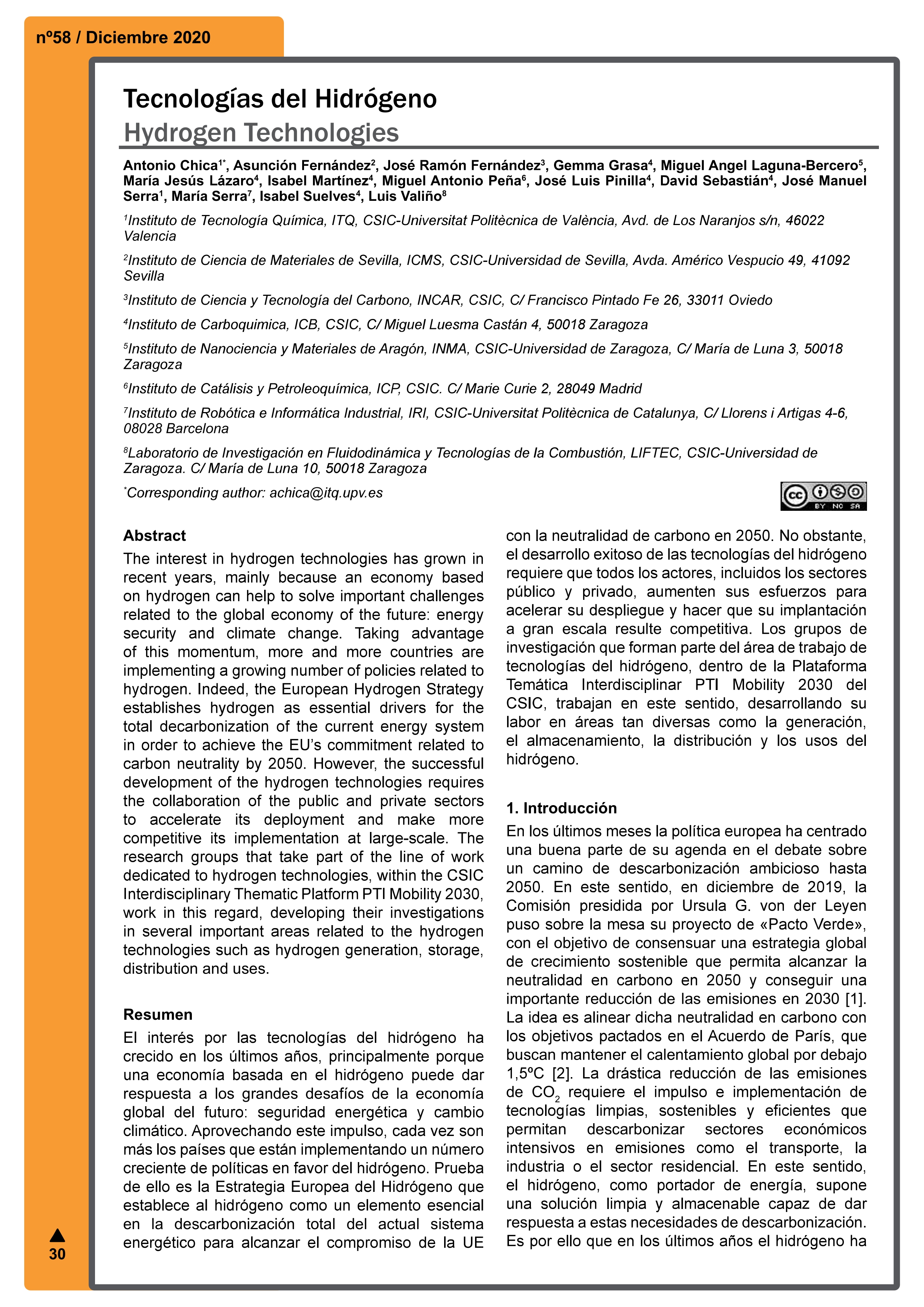 Tecnologías del hidrógeno