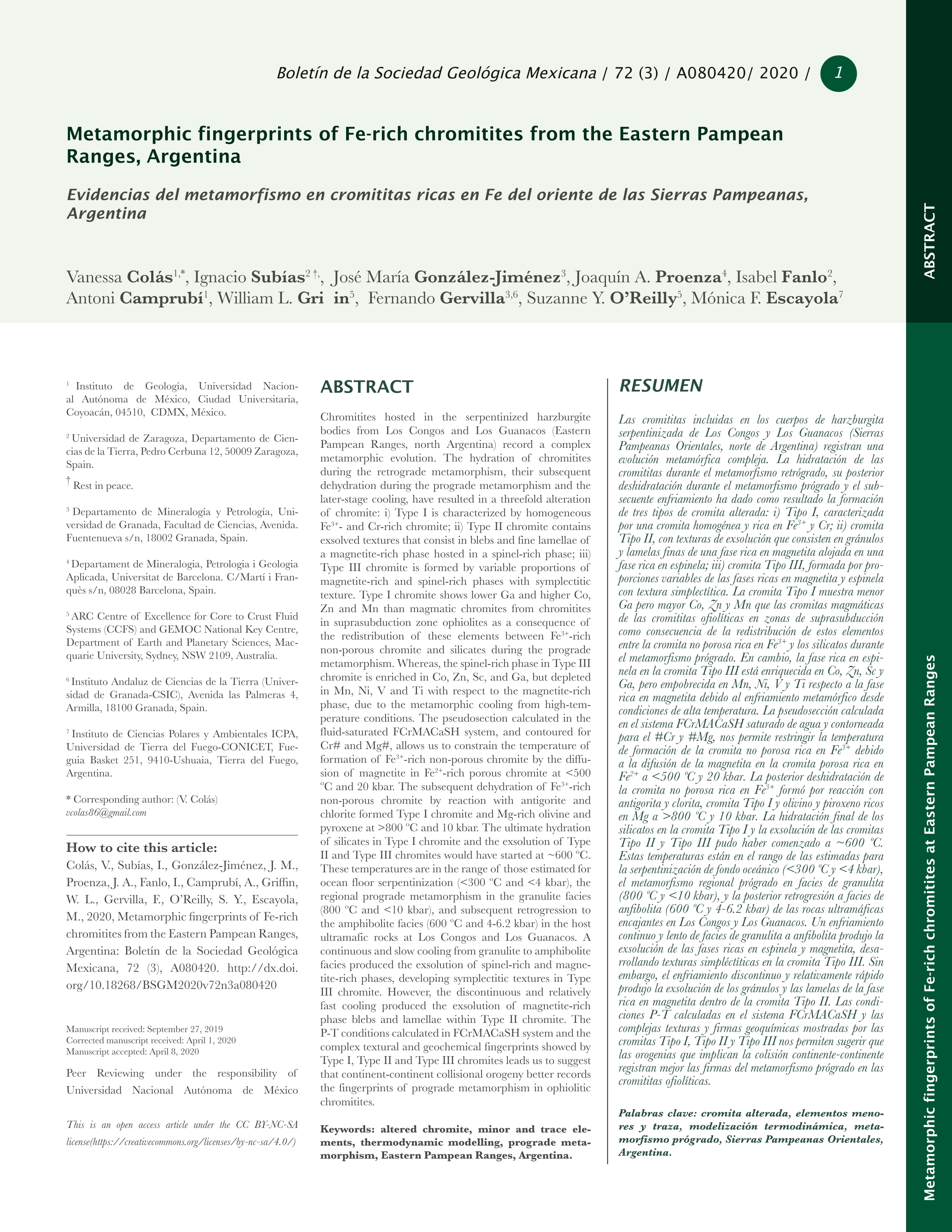 Metamorphic fingerprints of Fe-rich chromitites from the Eastern Pampean Ranges, Argentina