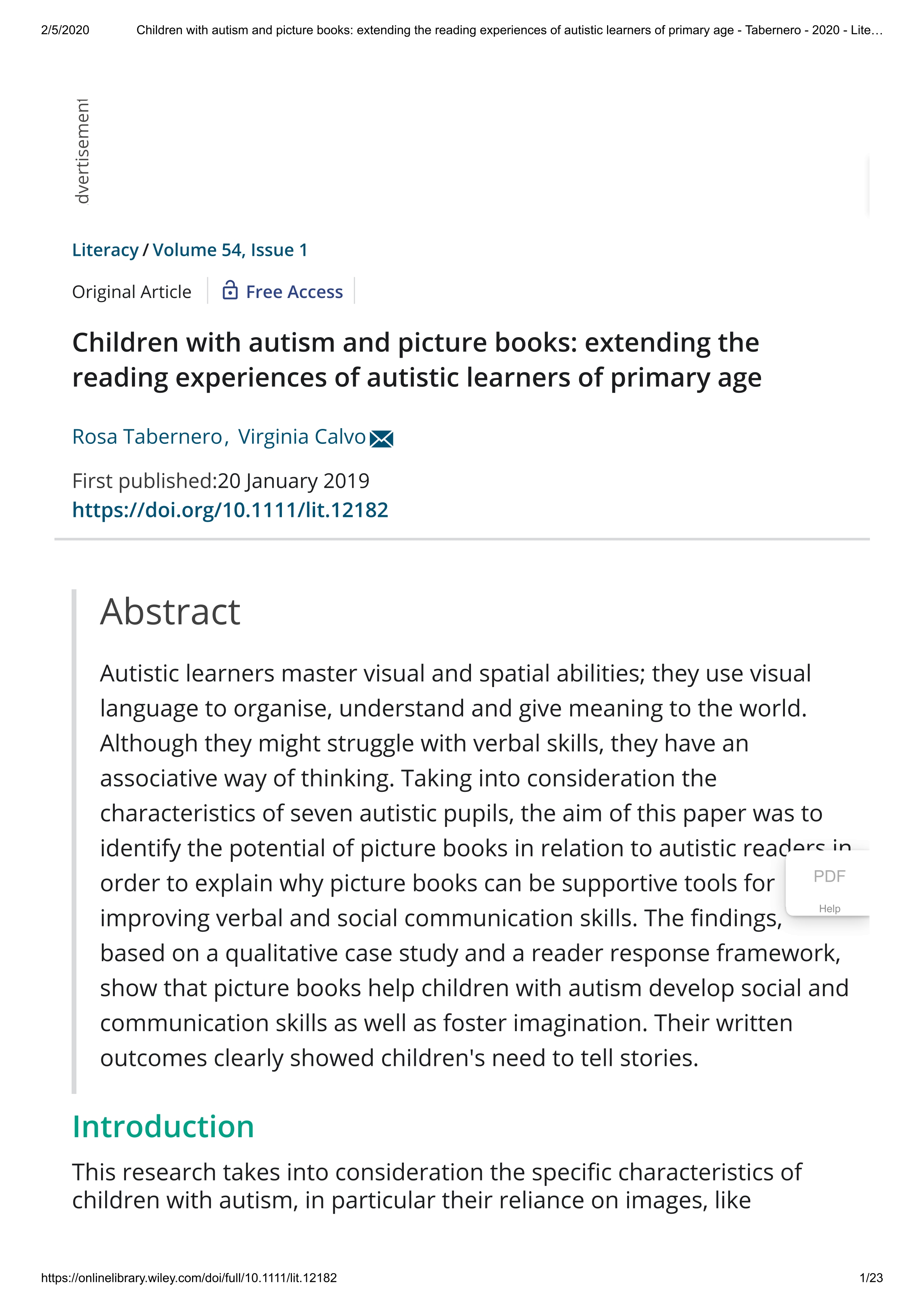 Children with autism spectrum and picture books: Extending the reading experiences of autistic children of primary age