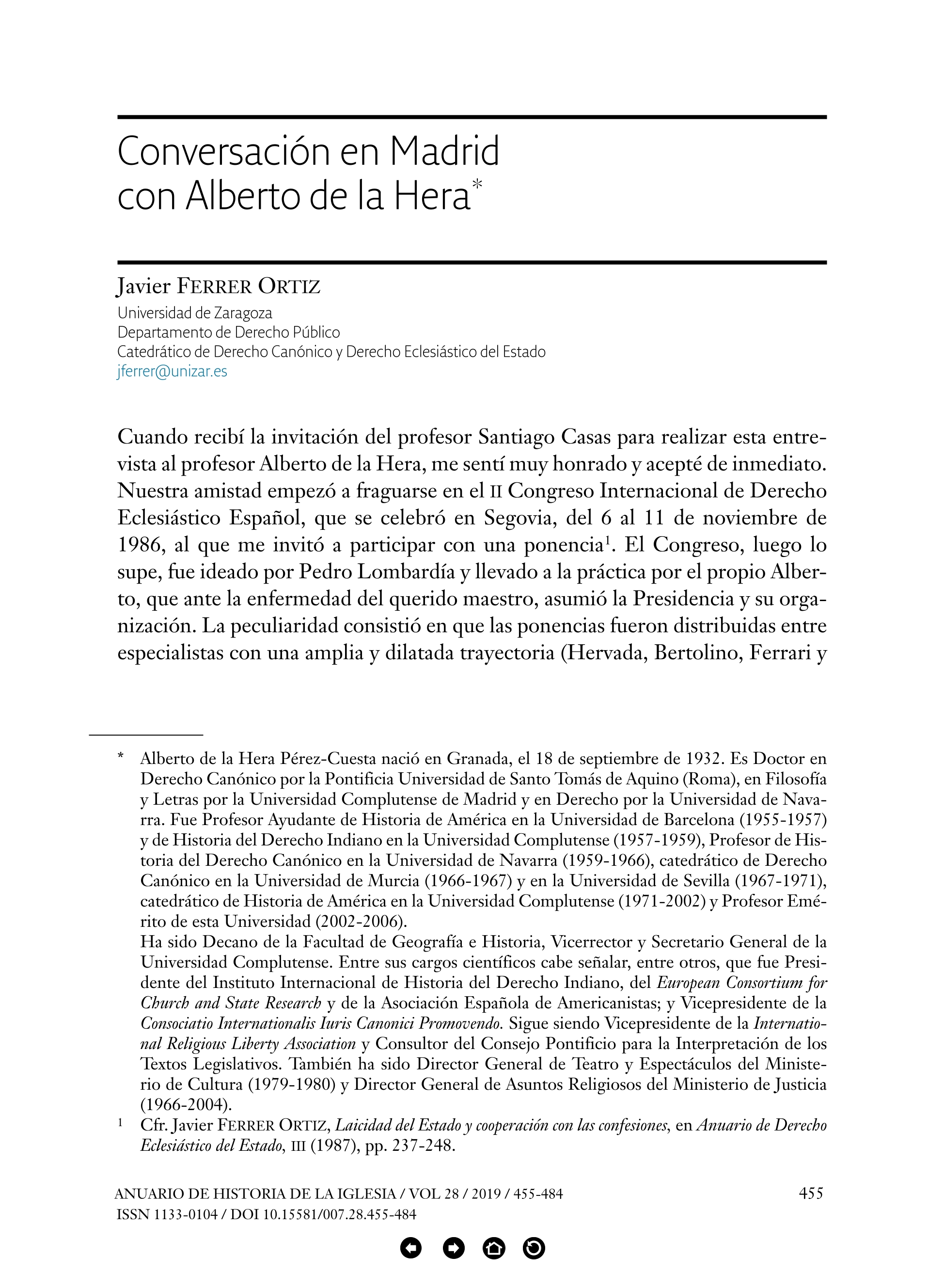 Conversación en Madrid con Alberto de la Hera