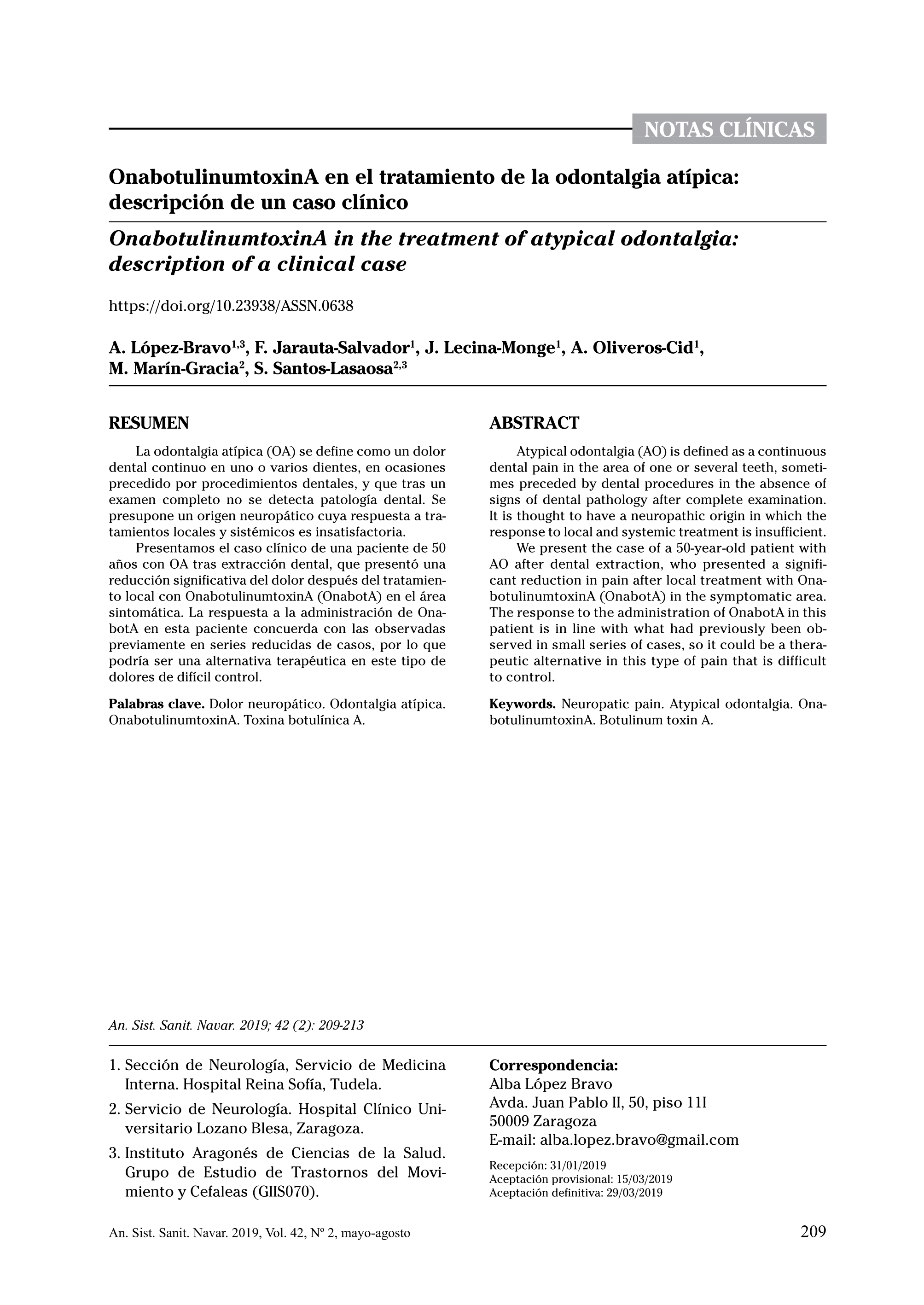 Onabotulinumtoxina en el tratamiento de la odontalgia atípica: Descripción de un caso clínico
