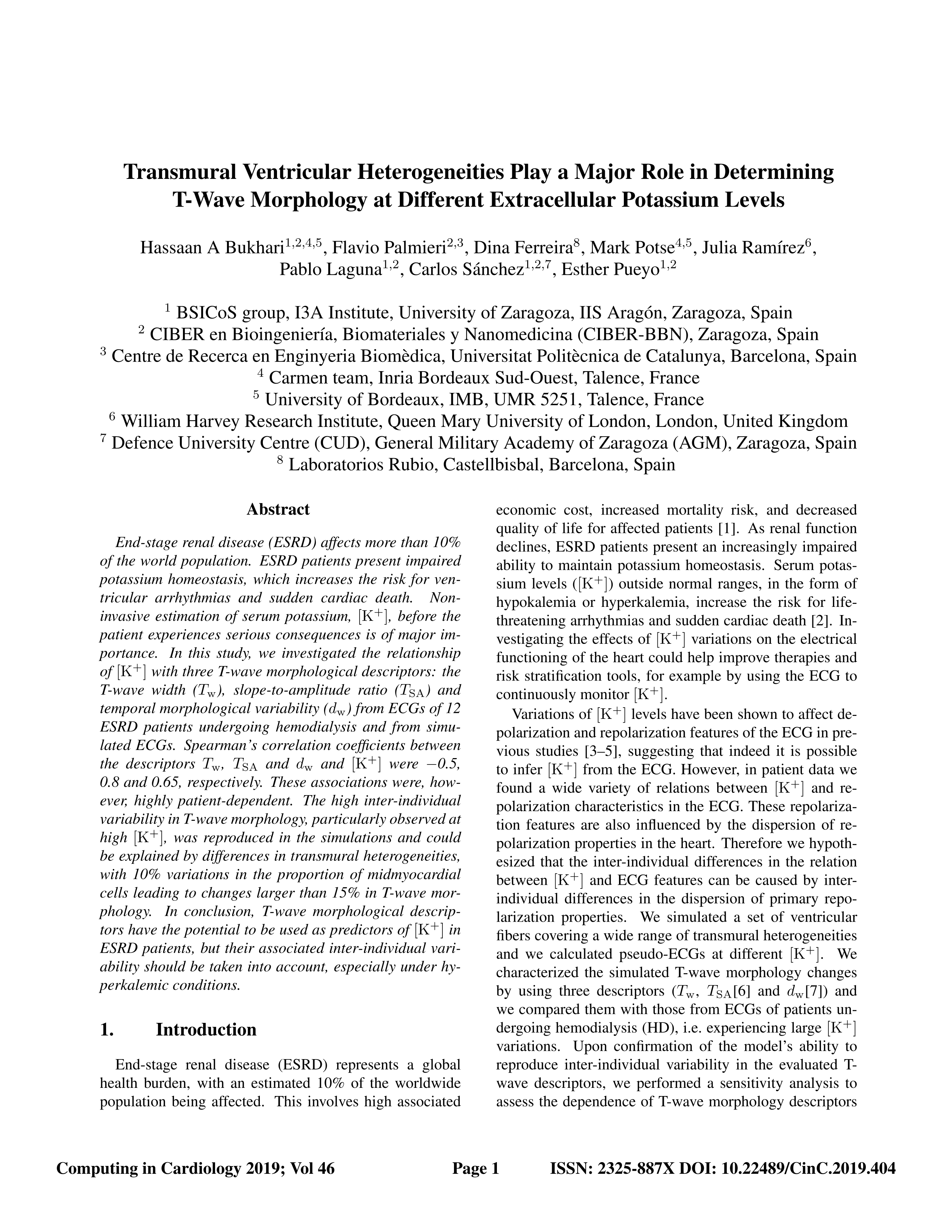 Transmural Ventricular Heterogeneities Play a Major Role in Determining T-Wave Morphology at Different Extracellular Potassium Levels