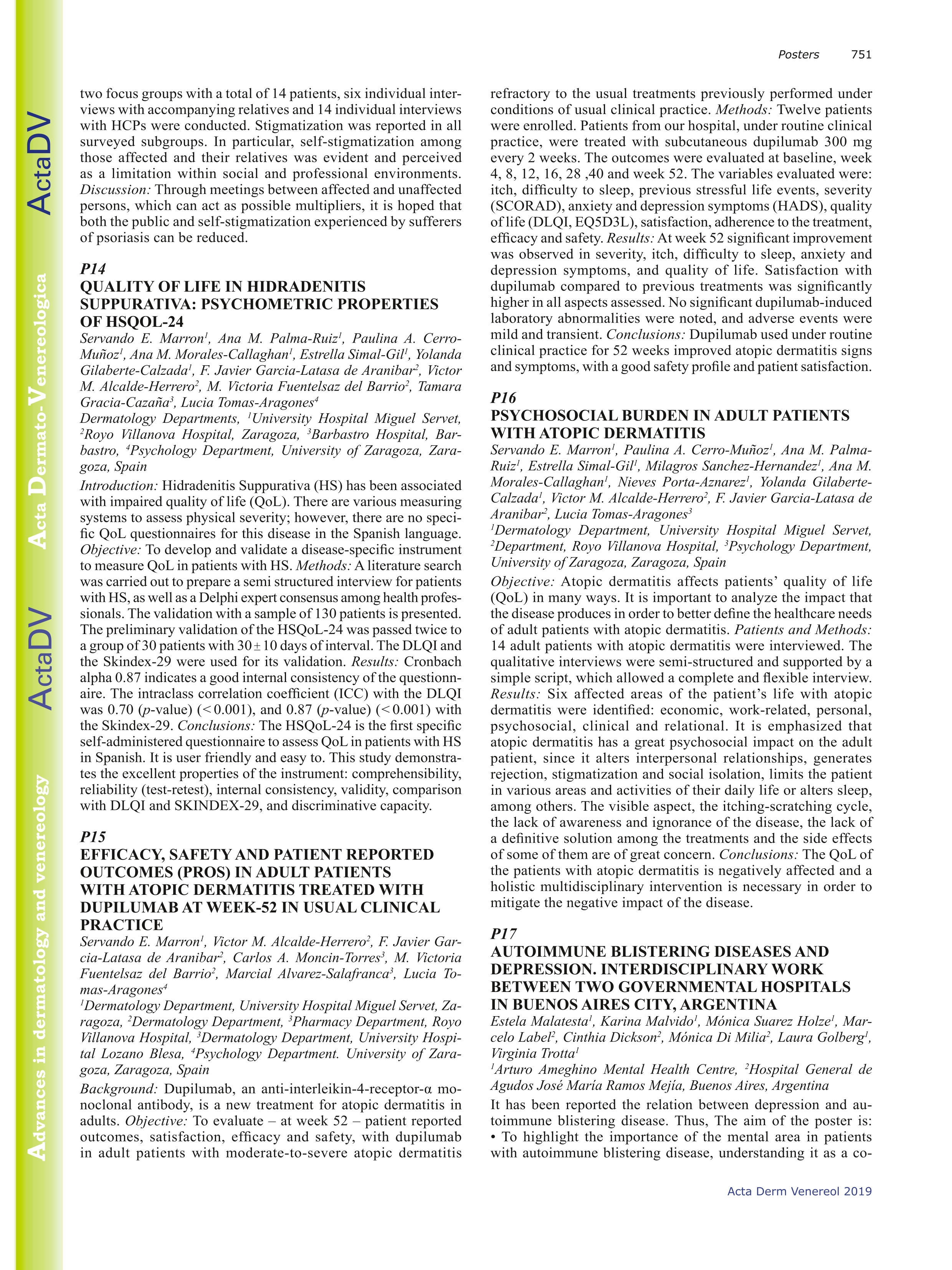 Quality of life in hidradenitis suppurativa: psychometric properties of HSQOL-24