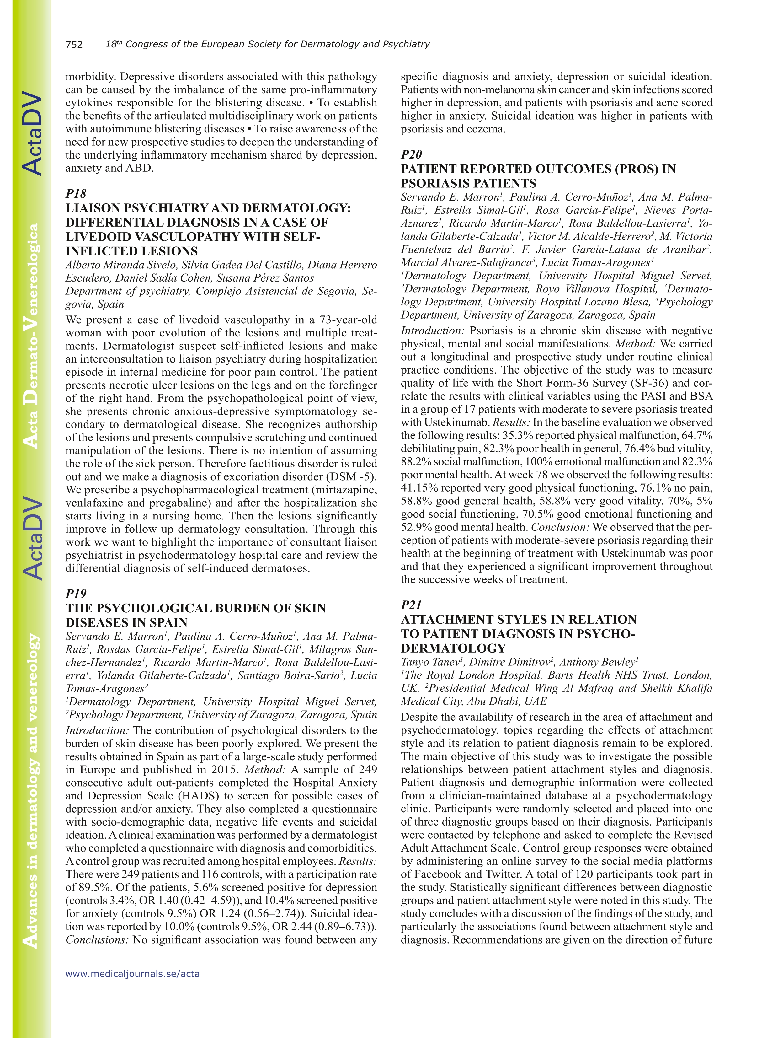 Patient reported outcomes (PROS) in psoriasis patients