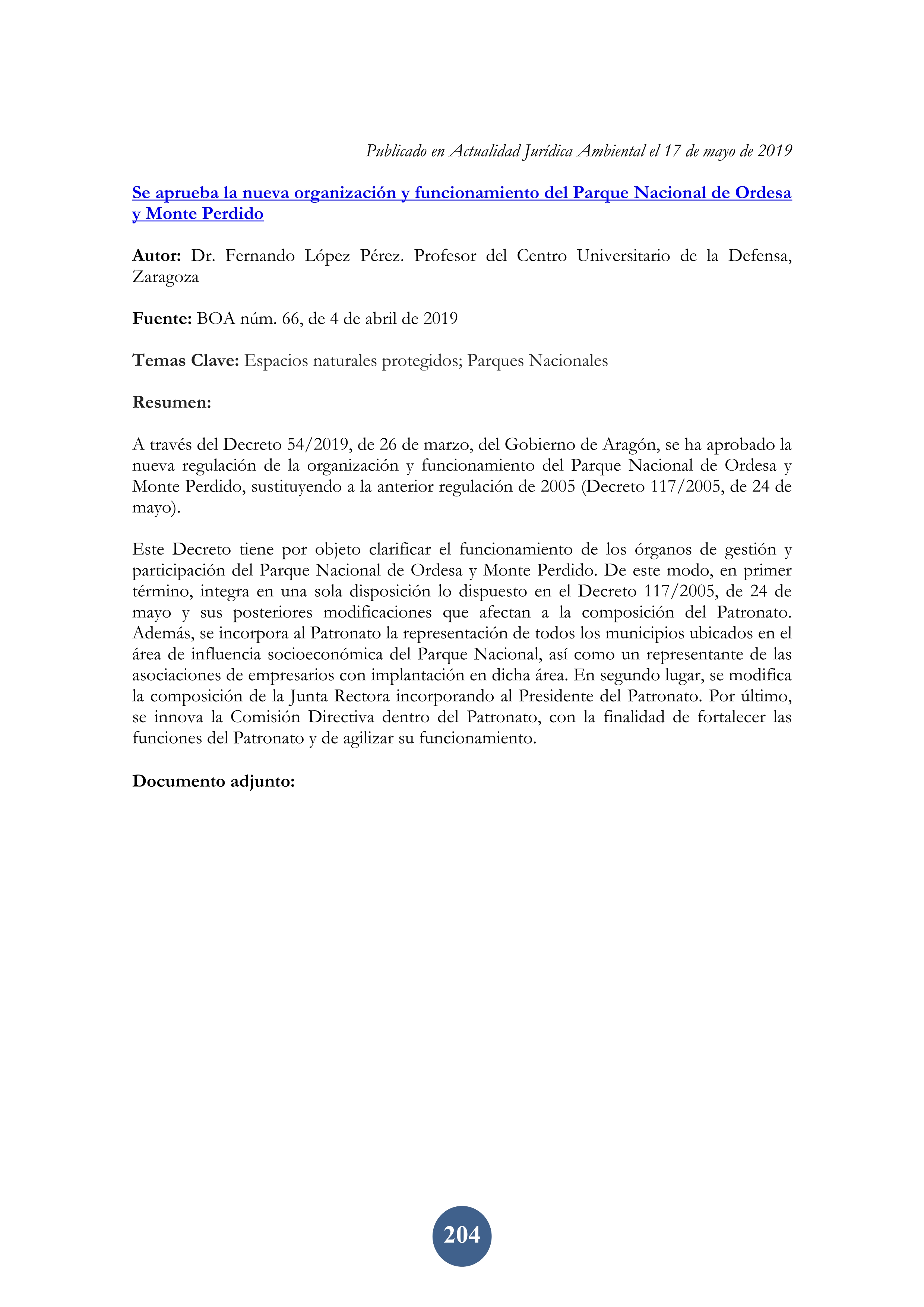 Se aprueba la nueva organización y funcionamiento del Parque Nacional de Ordesa y Monte Perdido