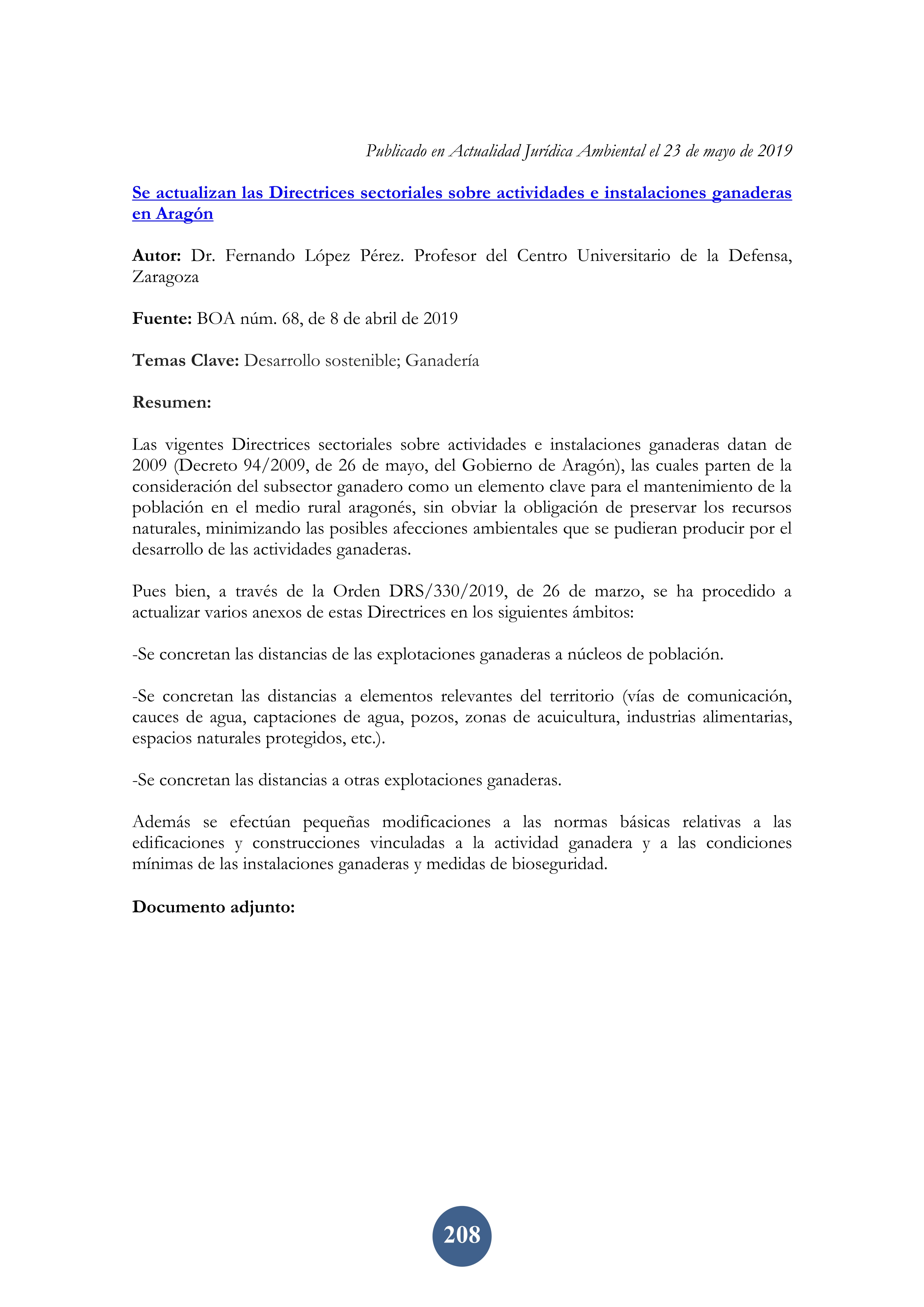 Se actualizan las Directrices sectoriales sobre actividades e instalaciones ganaderas en Aragón