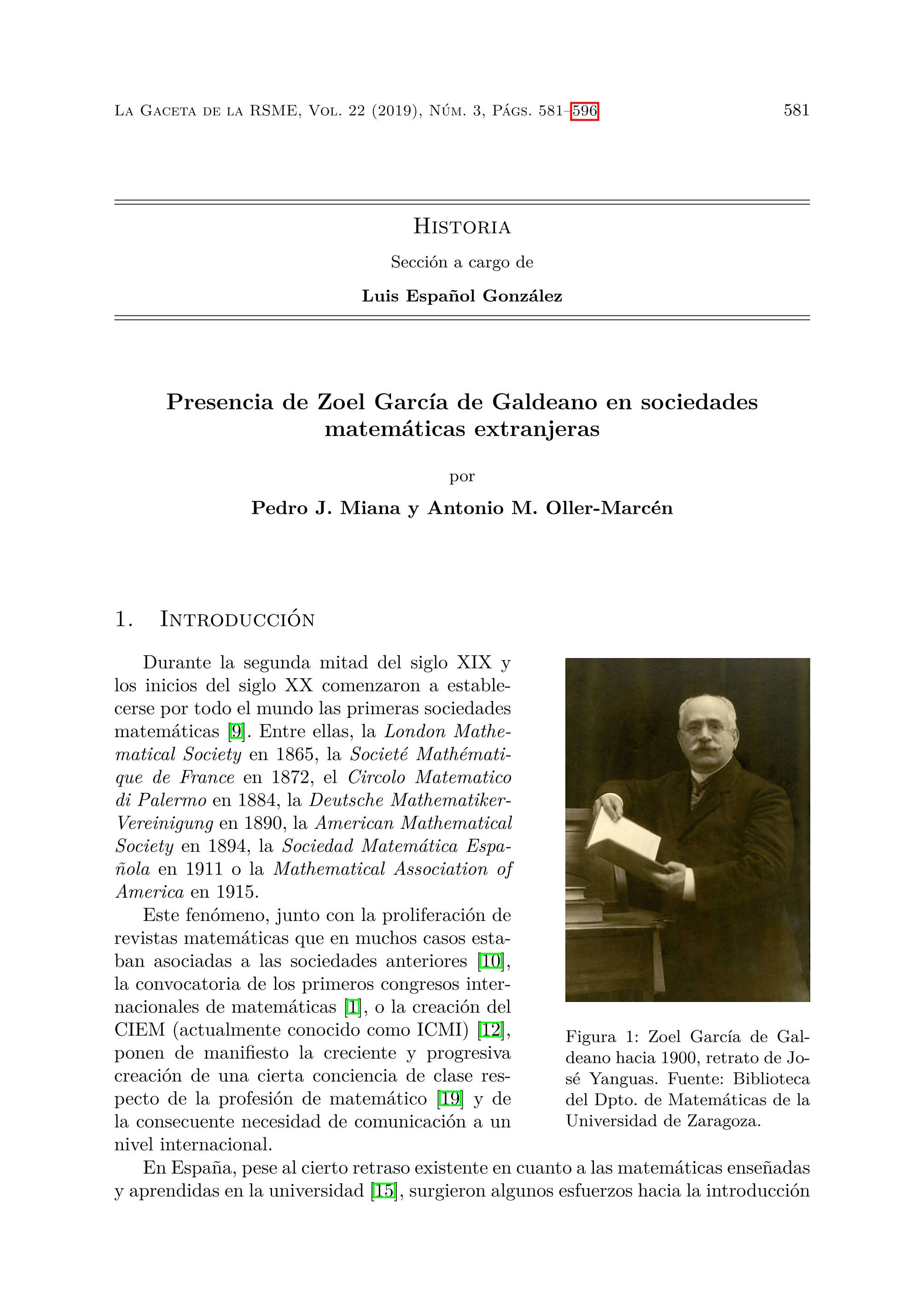 Presencia de Zoel García de Galdeano en sociedades matemáticas extranjeras