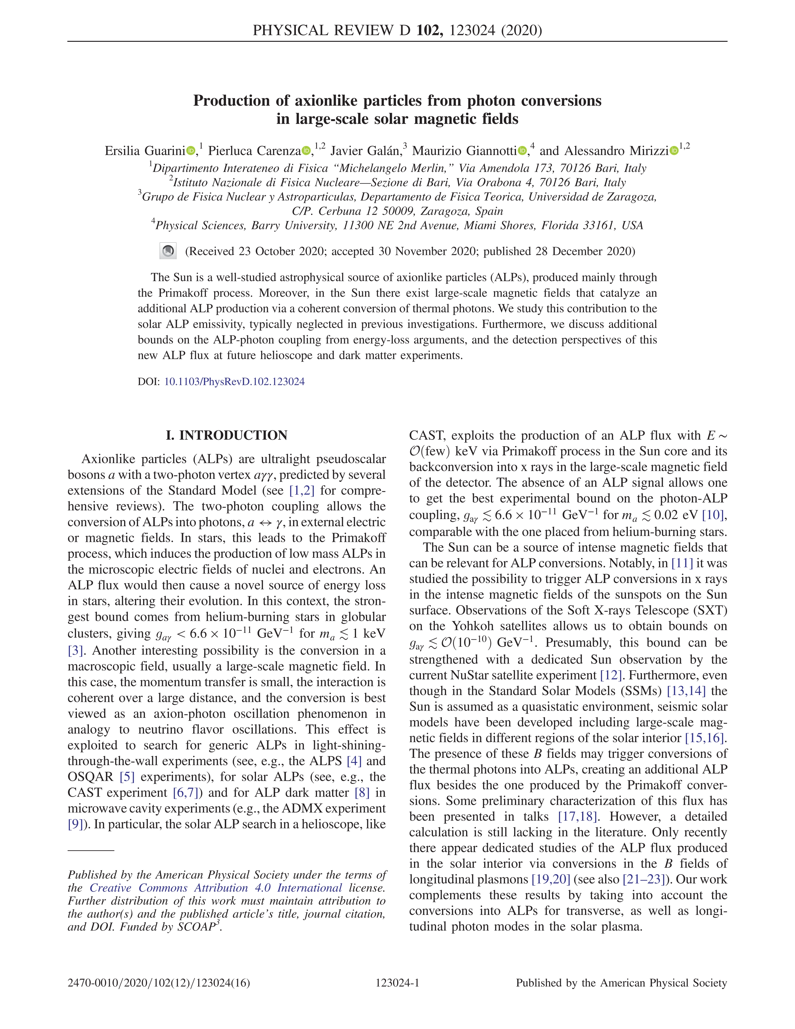 Production of axionlike particles from photon conversions in large-scale solar magnetic fields