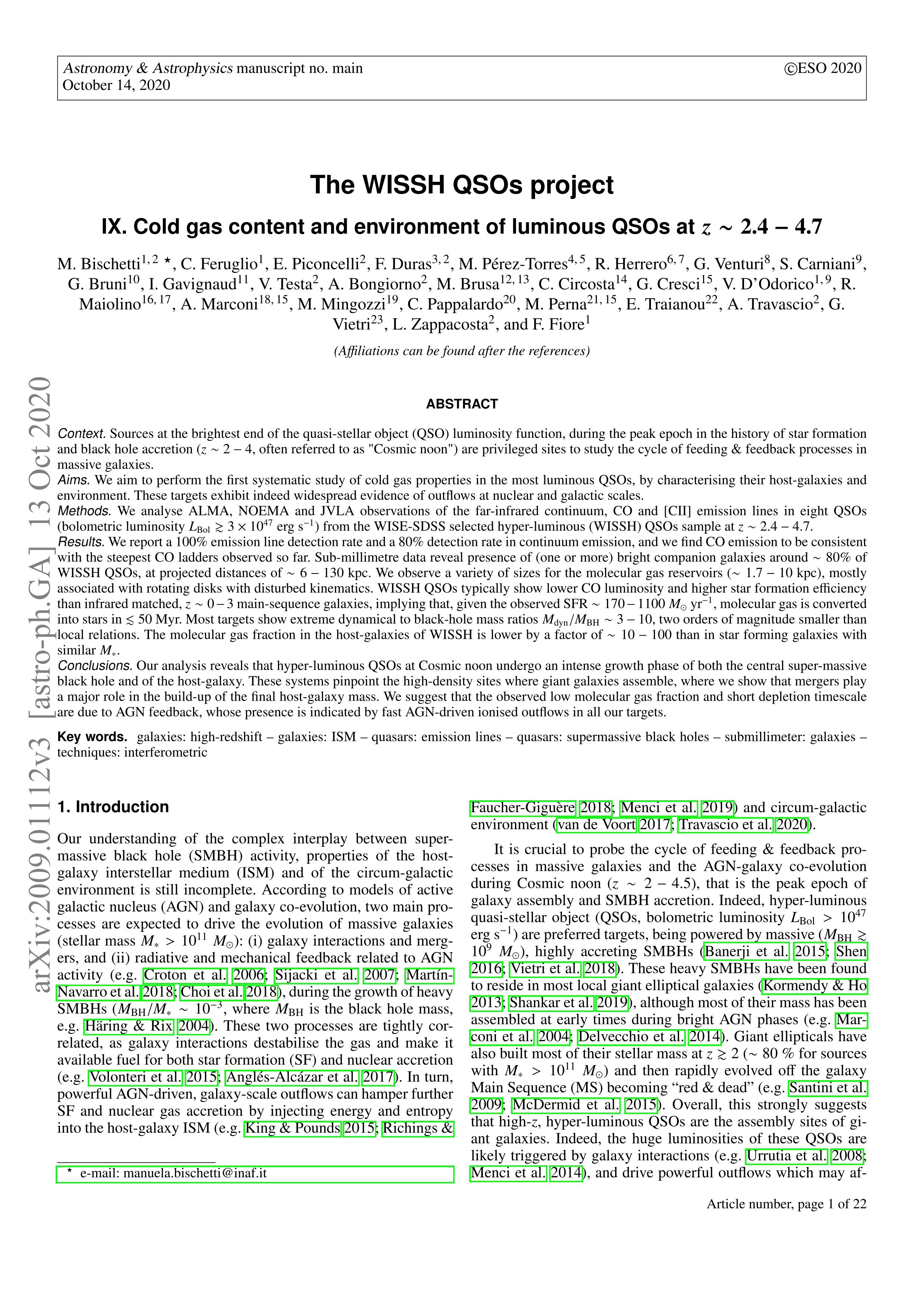 The WISSH quasars project: IX. Cold gas content and environment of luminous QSOs at z ~2.4-4.7