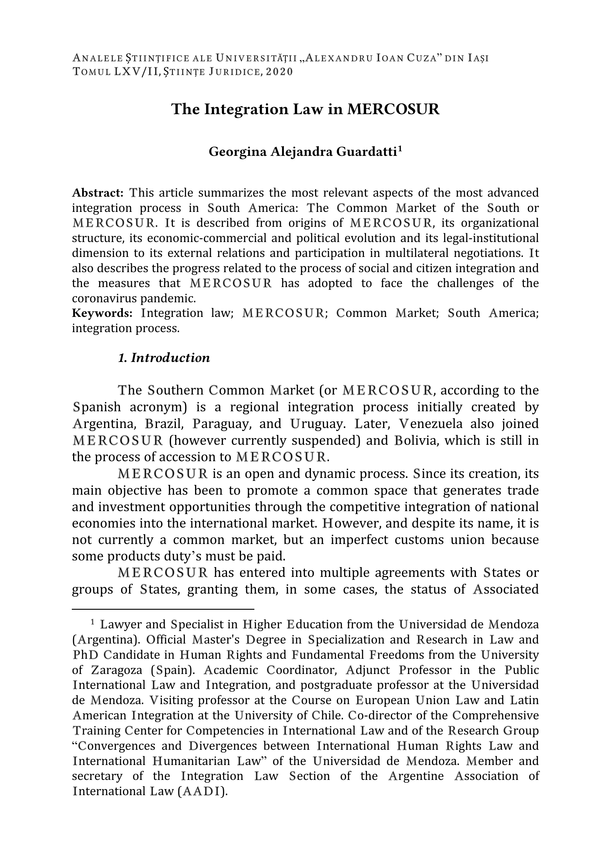 The Integration Law in MERCOSUR