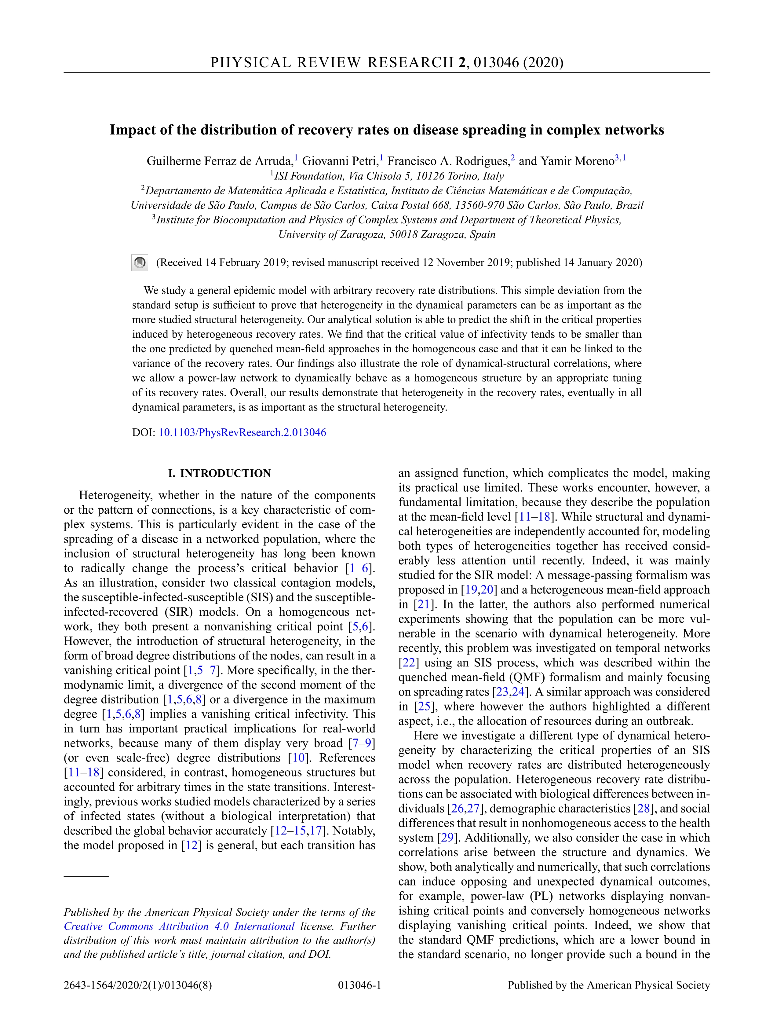 Impact of the distribution of recovery rates on disease spreading in complex networks