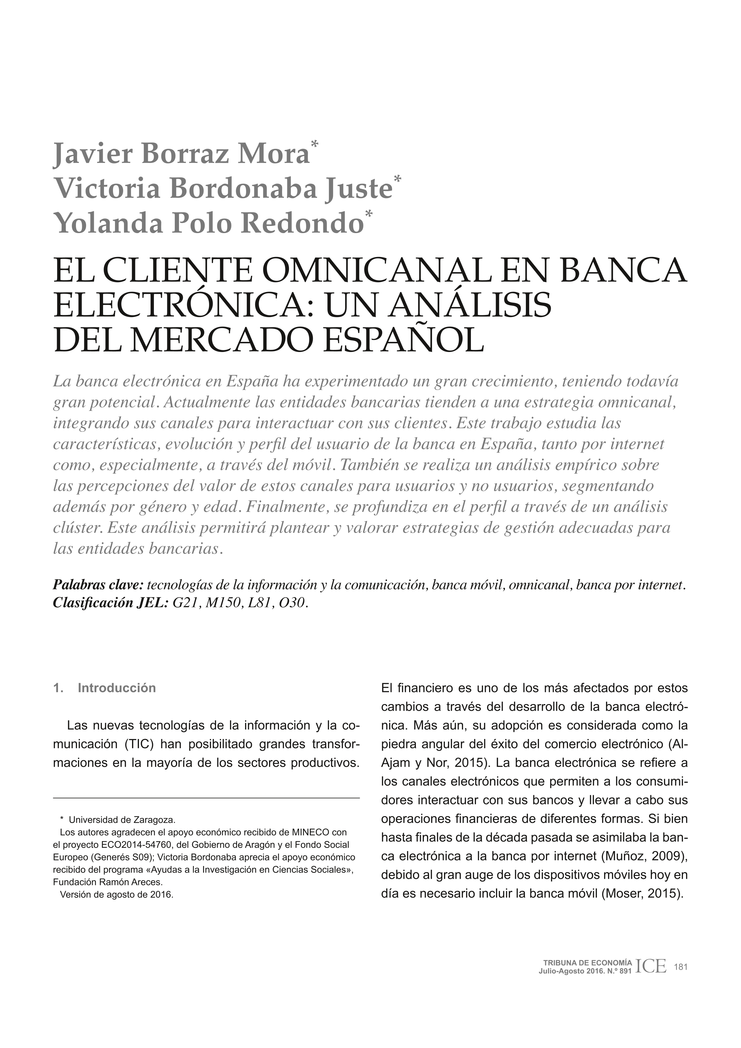 El cliente omnicanal en banca electrónica: un análisis del mercado español