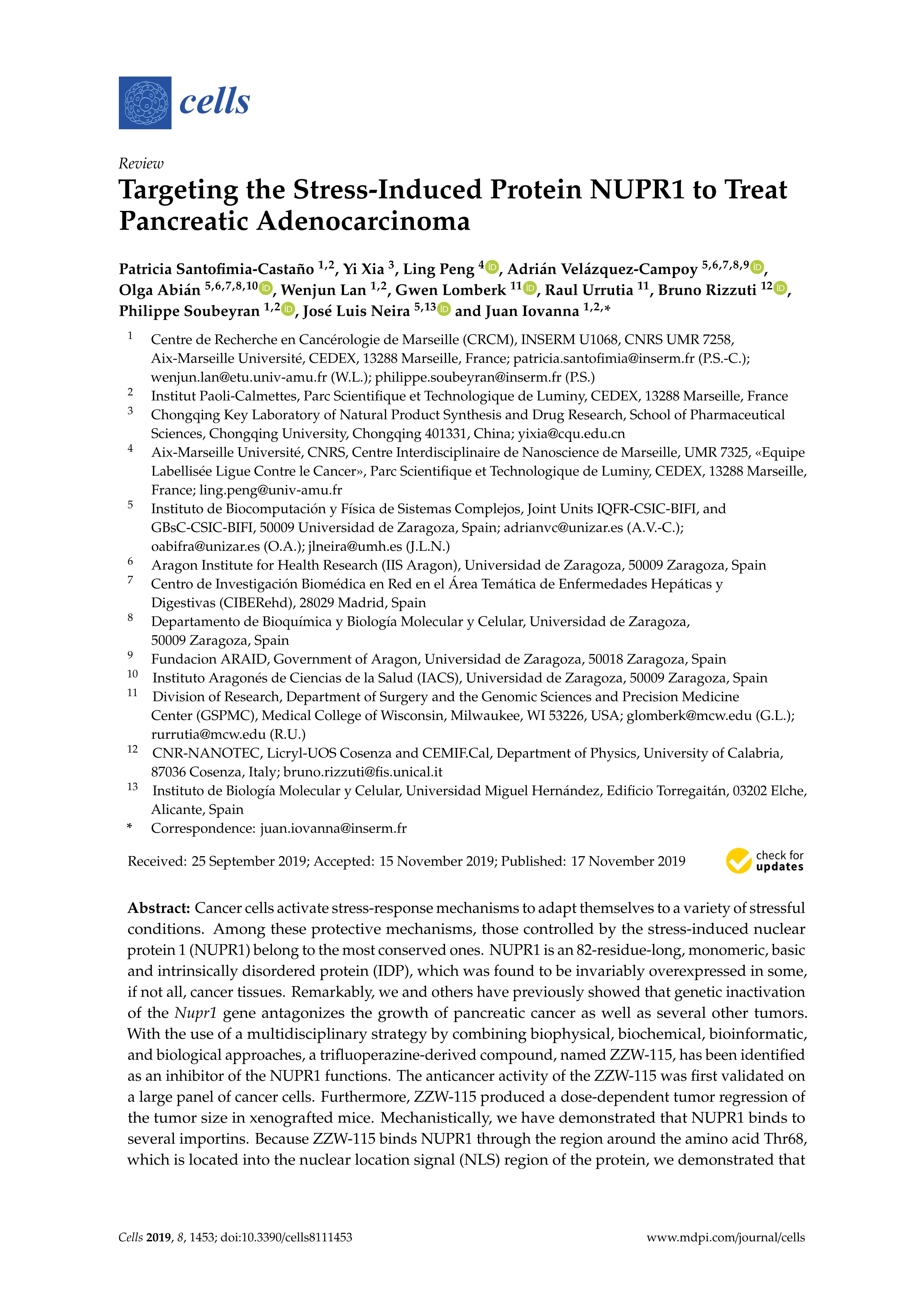 Targeting the Stress-Induced Protein NUPR1 to Treat Pancreatic Adenocarcinoma