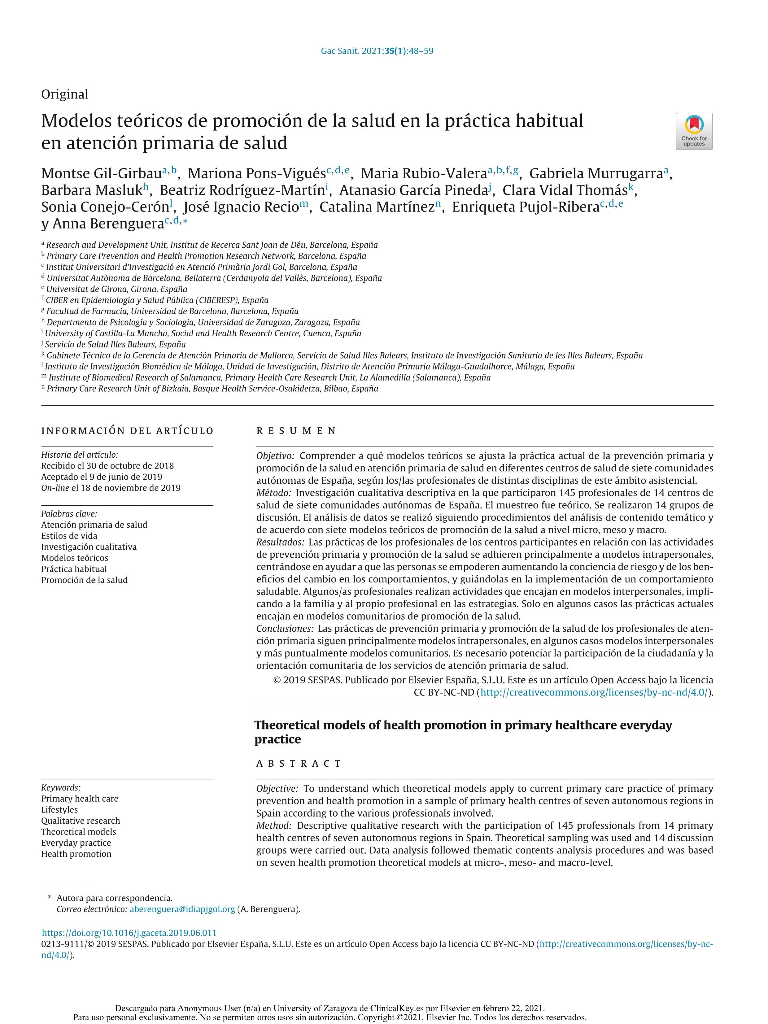 Modelos teóricos de promoción de la salud en la práctica habitual en  atención primaria de salud - Repositorio Institucional de Documentos