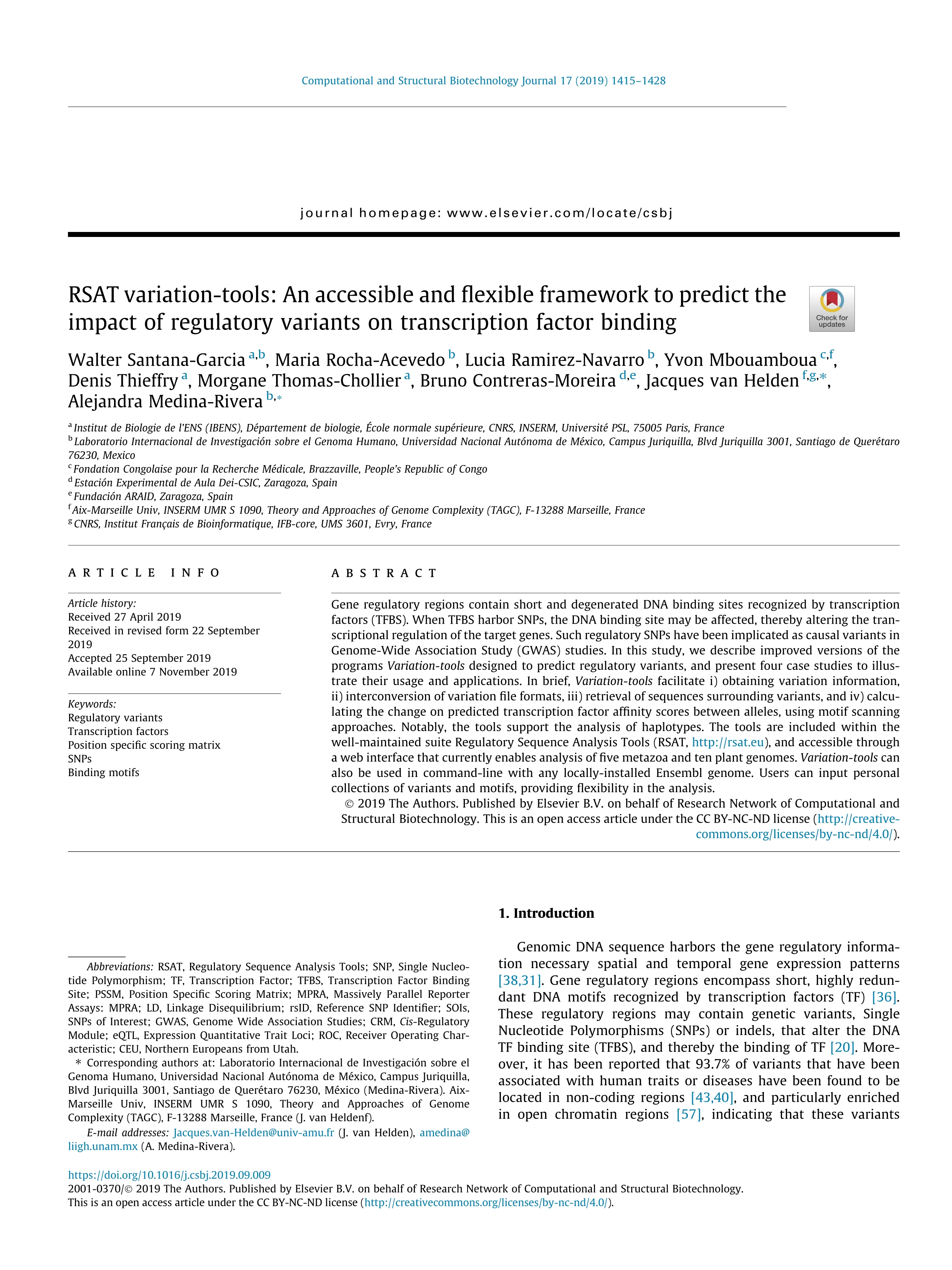 RSAT variation-tools: An accessible and flexible framework to predict the impact of regulatory variants on transcription factor binding