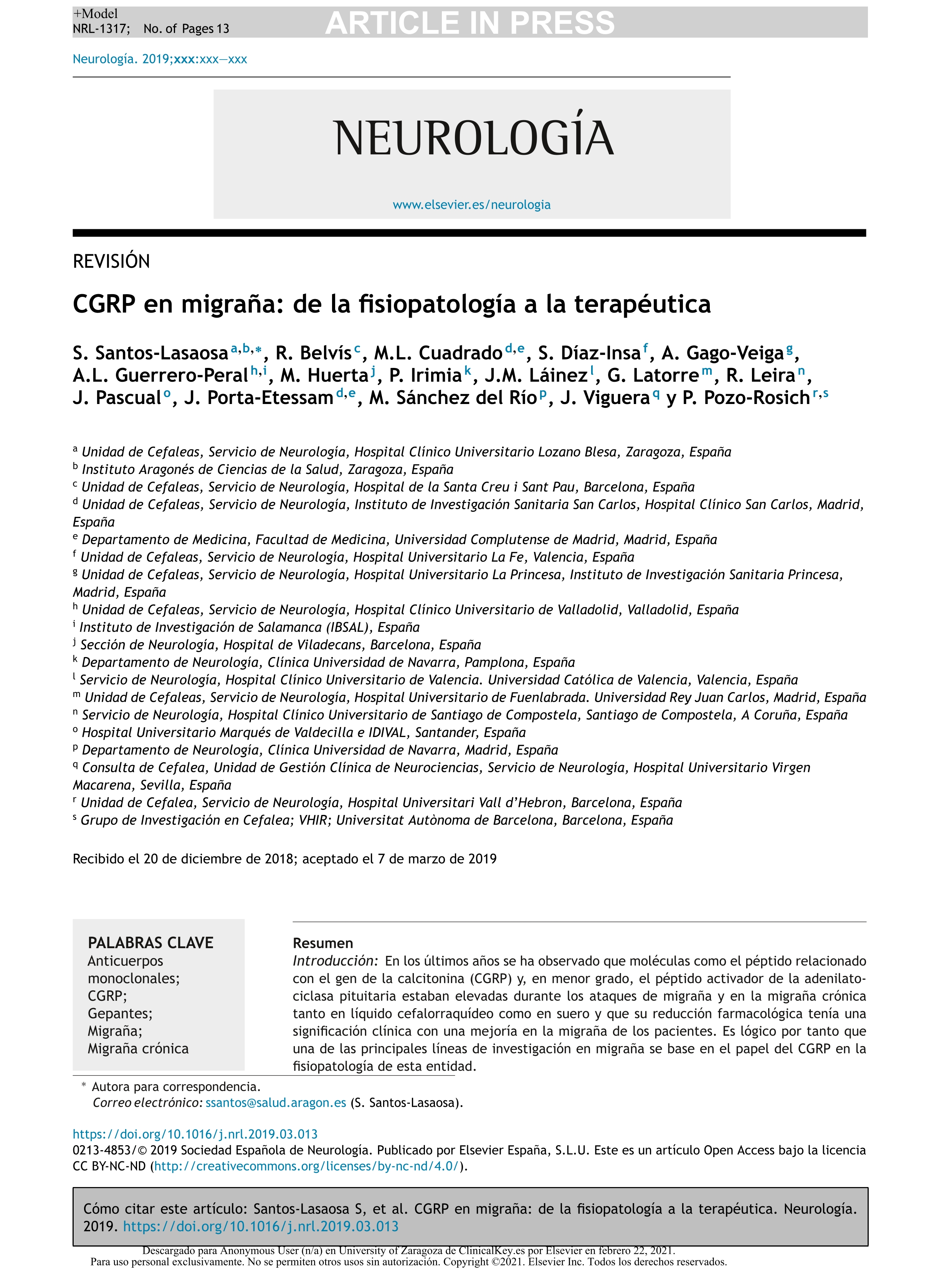 CGRP en migraña: de la fisiopatología a la terapéutica