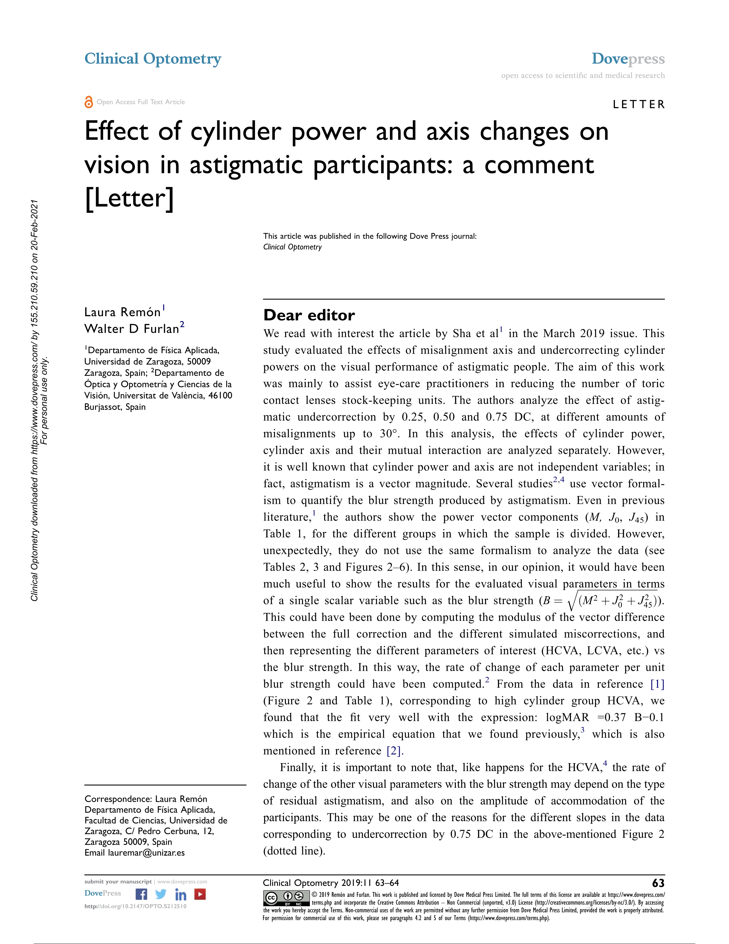 Effect of cylinder power and axis changes on vision in astigmatic participants: A comment [letter]