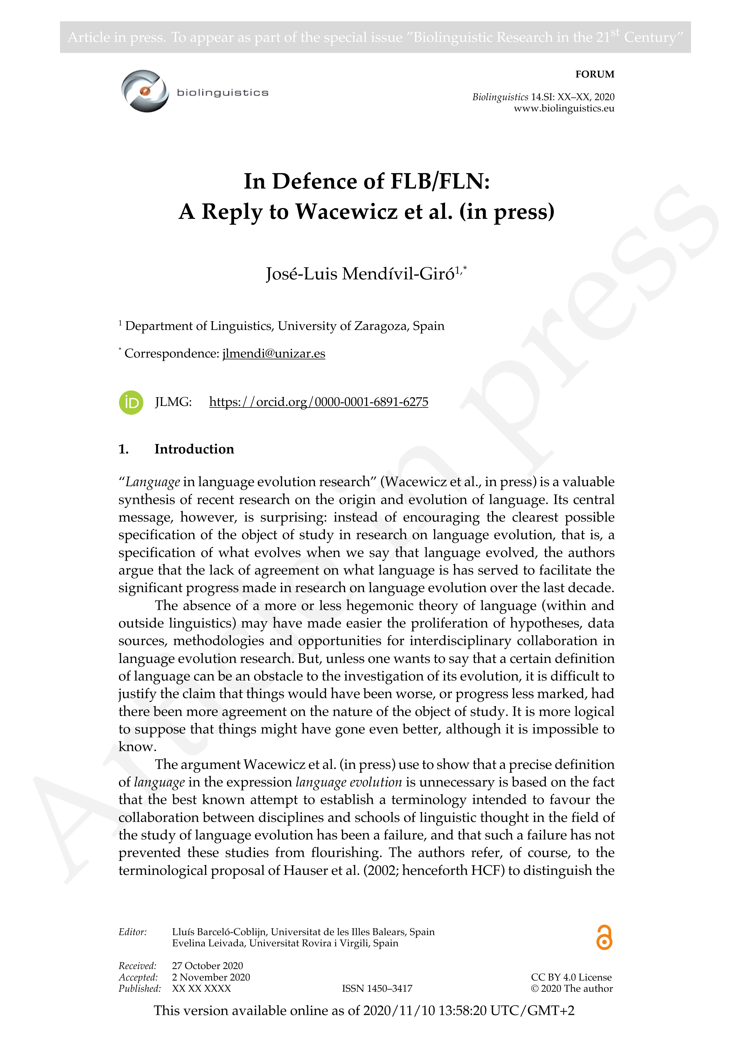 In Defence of FLB/FLN: A Reply to Wacewicz et al.