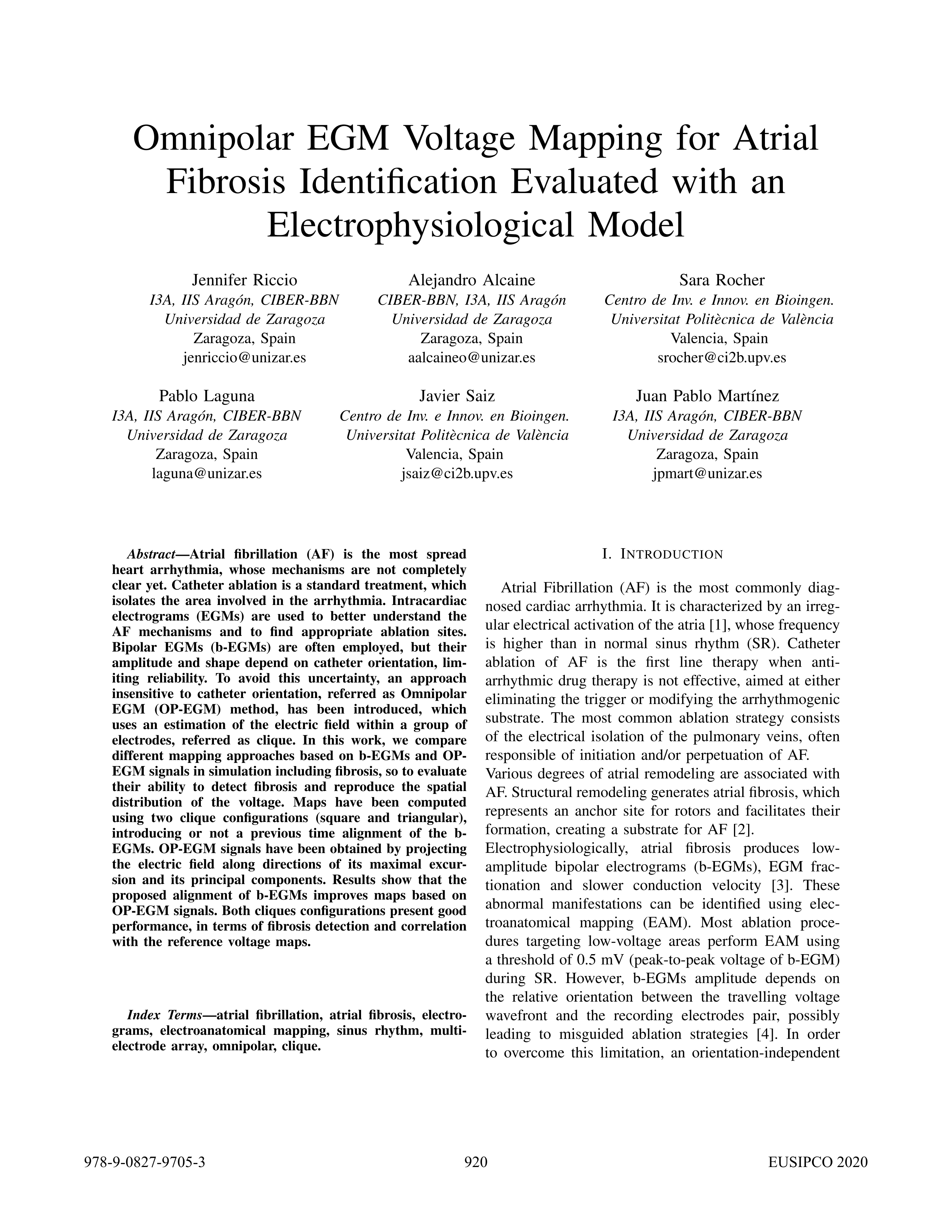 Omnipolar EGM voltage mapping for atrial fibrosis identification evaluated with an electrophysiological model