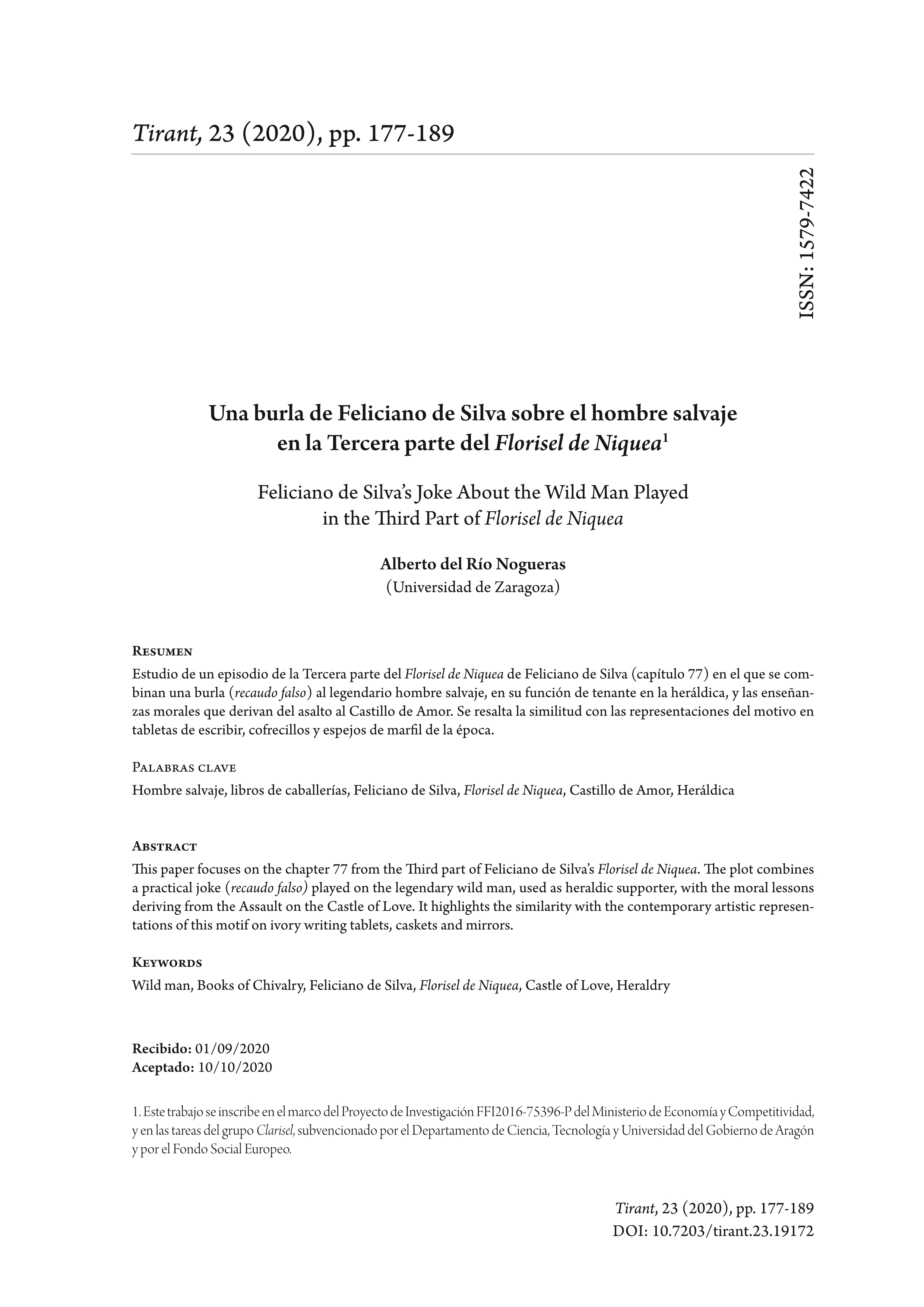 Una burla de Feliciano de Silva sobre el hombre salvaje en la Tercera parte del Florisel de Niquea