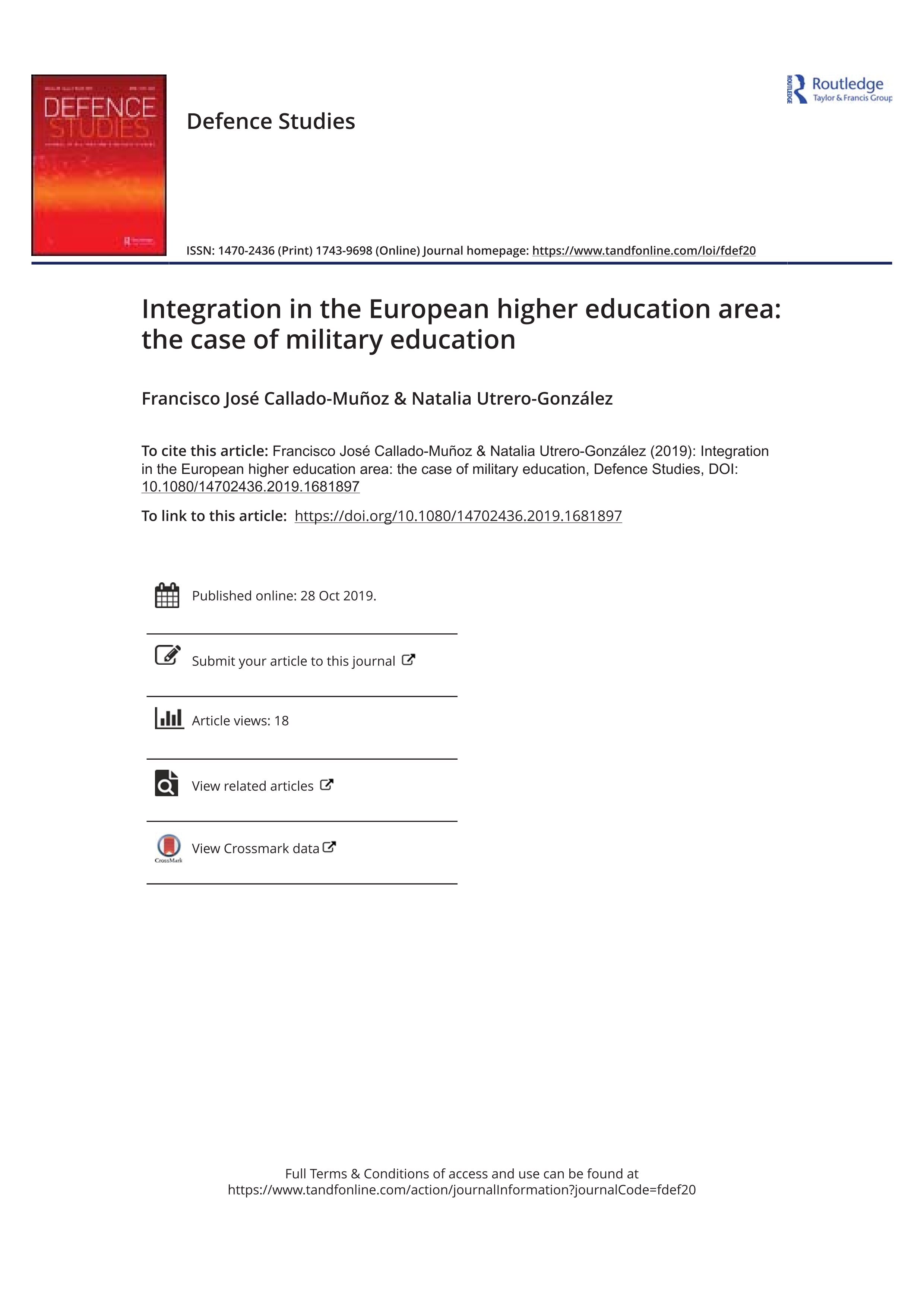Integration in the European higher education area: the case of military education